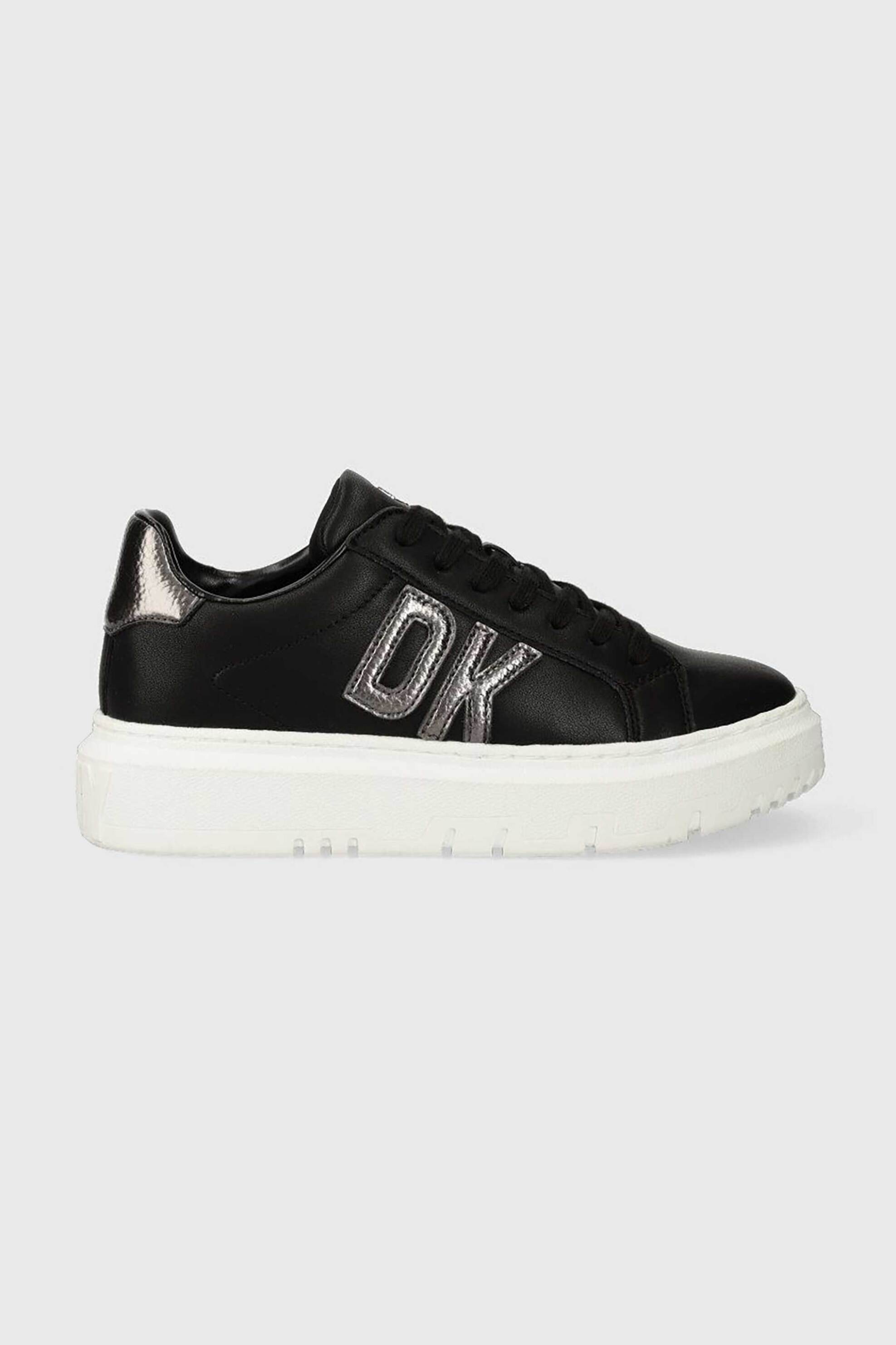 DKNY γυναικεία δερμάτινα sneakers μονόχρωμα με κεντημένο λογότυπο "Marian" - K2305134 Μαύρο