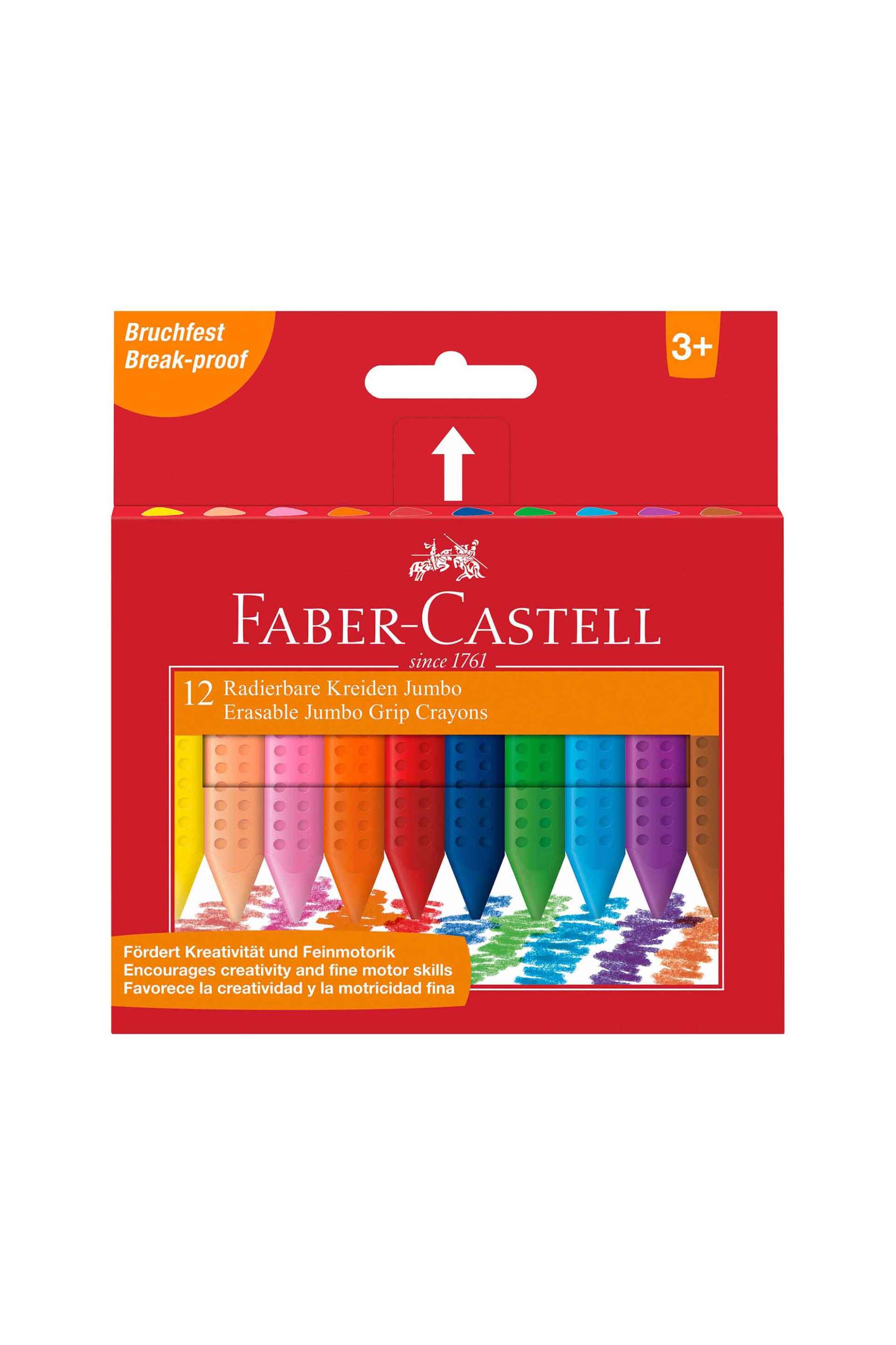 Faber-Castell κραγιόν Jumbo Grip Εrasable σετ 12 χρώματα - 077122540/