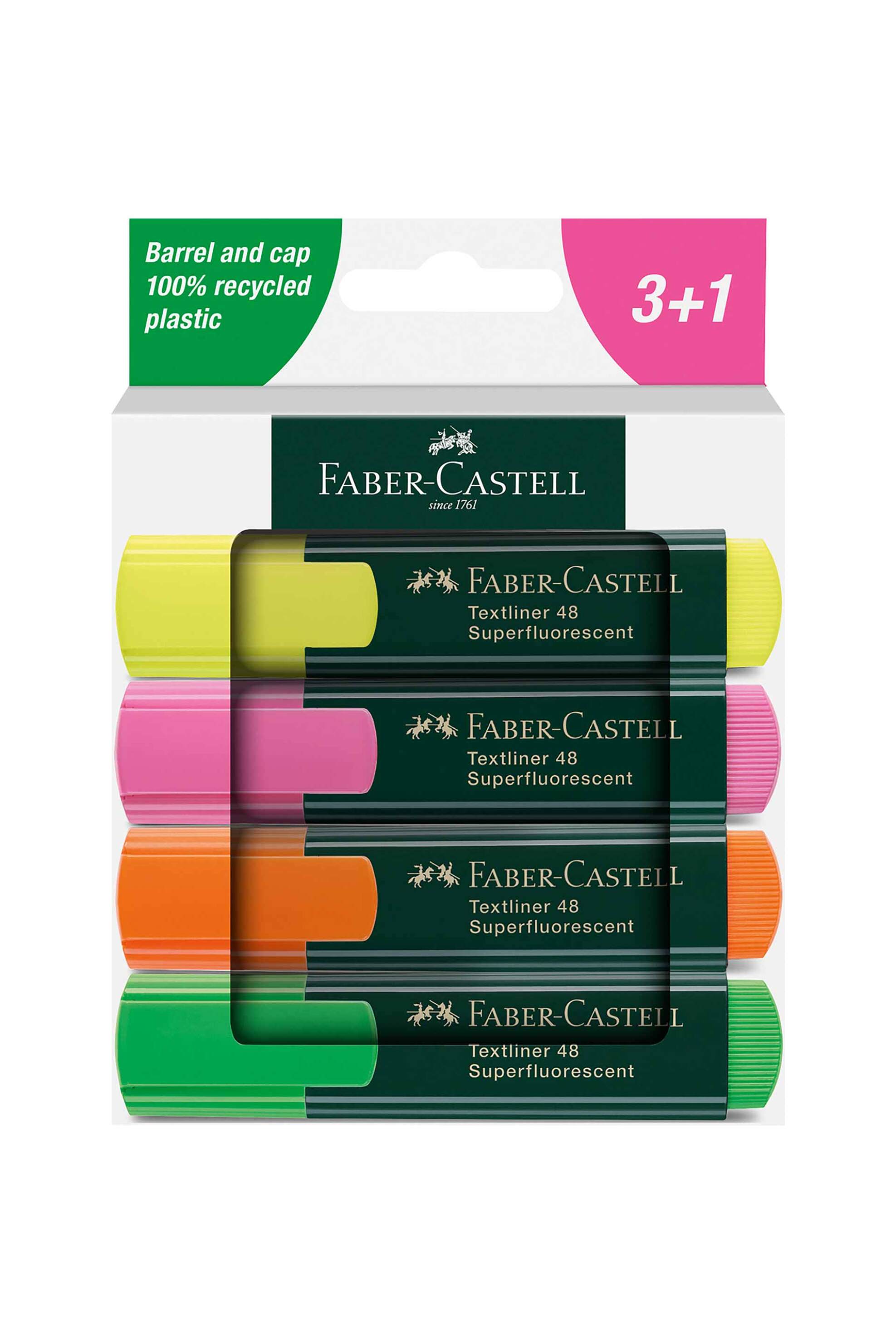 FABER-CASTELL Faber-Castell μαρκαδόρος υπογράμμισης textliner 48 superfluorescent σετ 4 χρώματα σε fluo αποχρώσεις - 077154804 /254831/