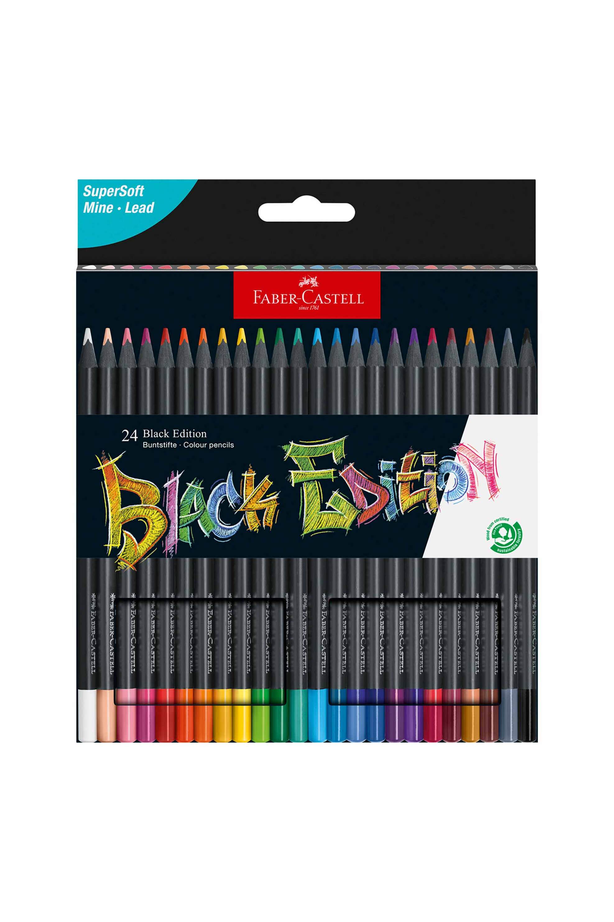 FABER-CASTELL Faber-Castell ξυλομπογιές Black Edition σετ 24 χρώματα - 077116424