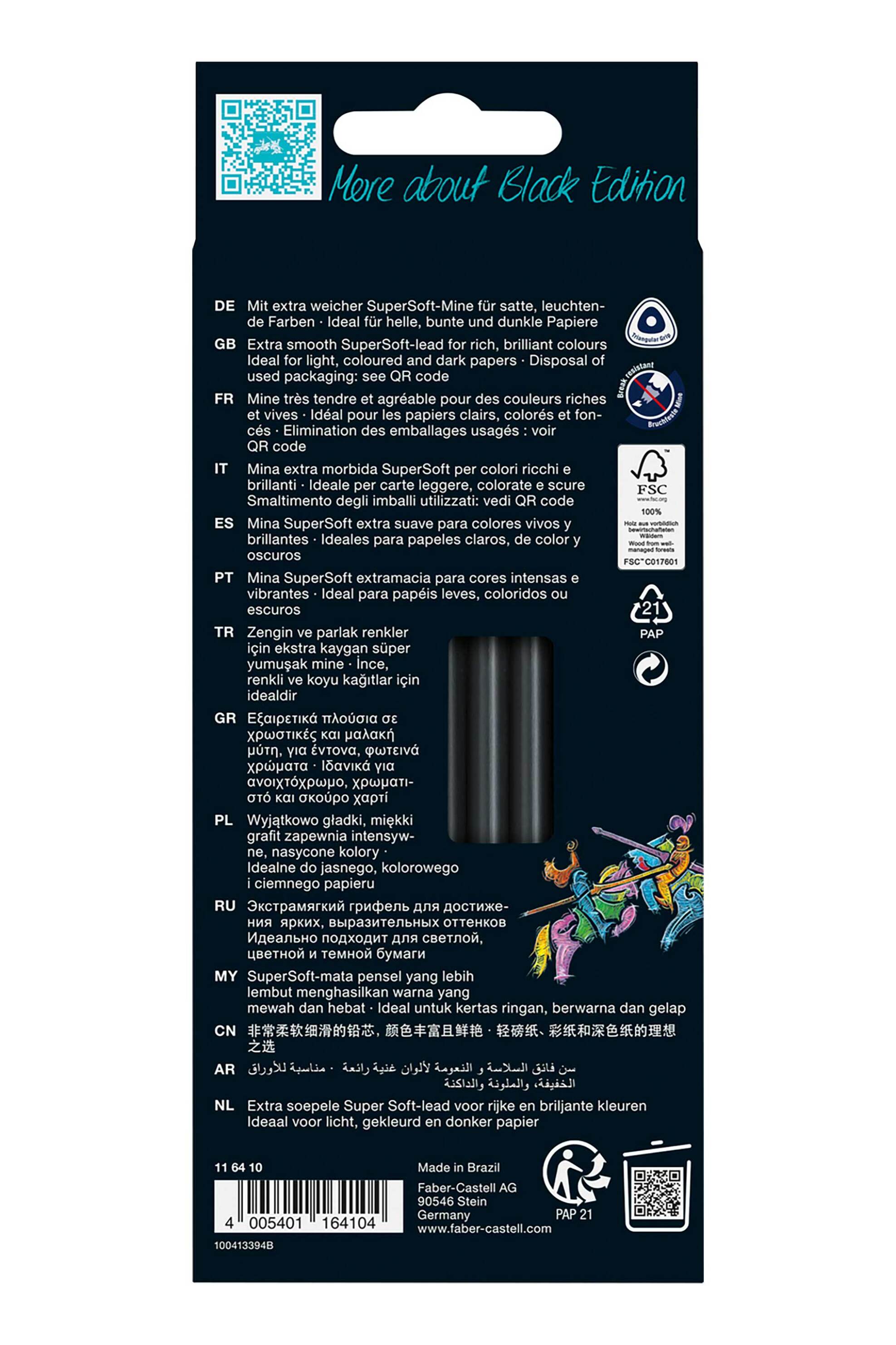 Faber-Castell ξυλομπογιές Black Edition Νέον + Παστέλ σετ 12 χρώματα - 077116410 φωτογραφία