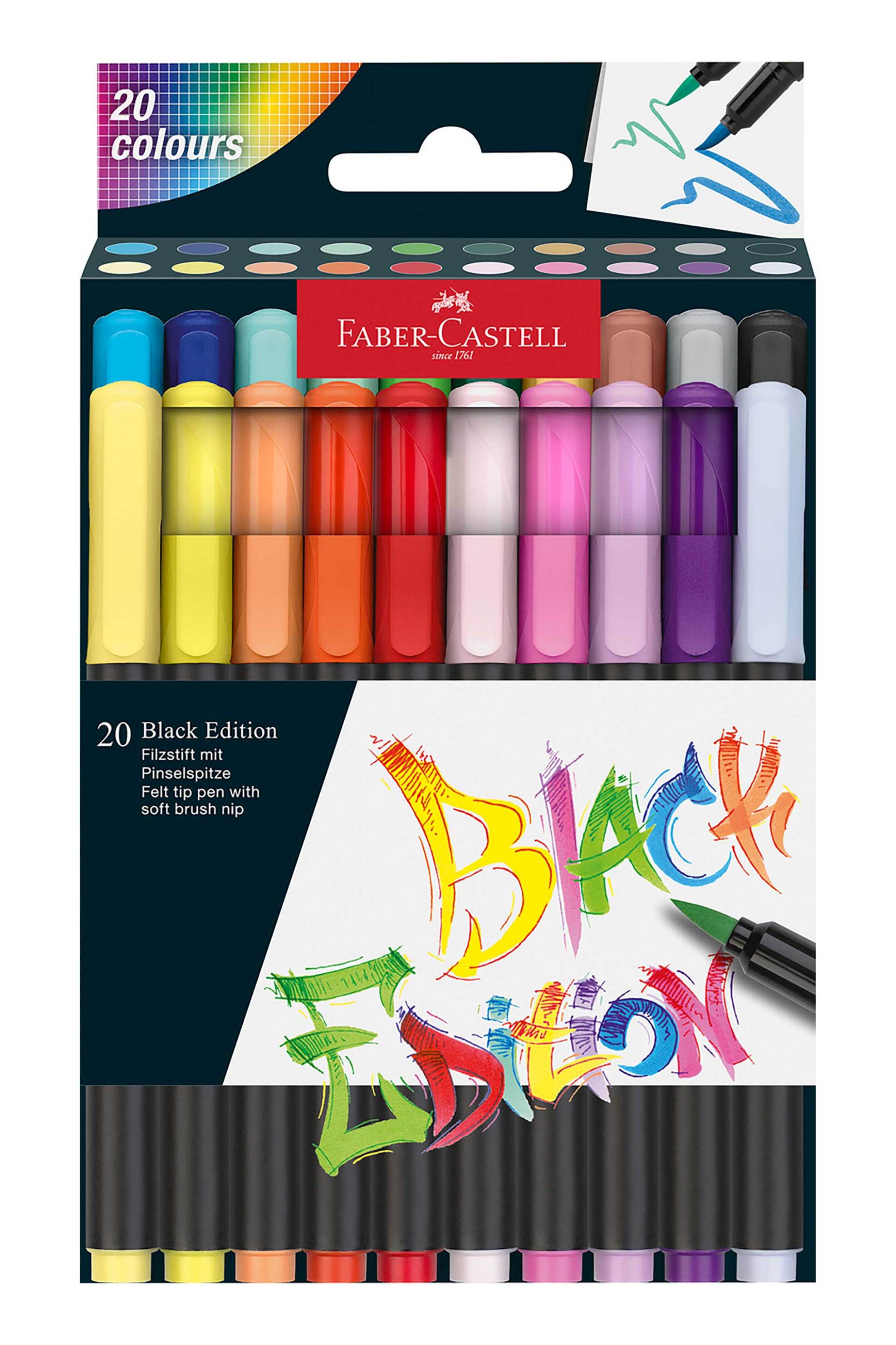 FABER-CASTELL Faber-Castell μαρκαδόροι ζωγραφικής Black Edition σετ 20 χρώματα - 077116452