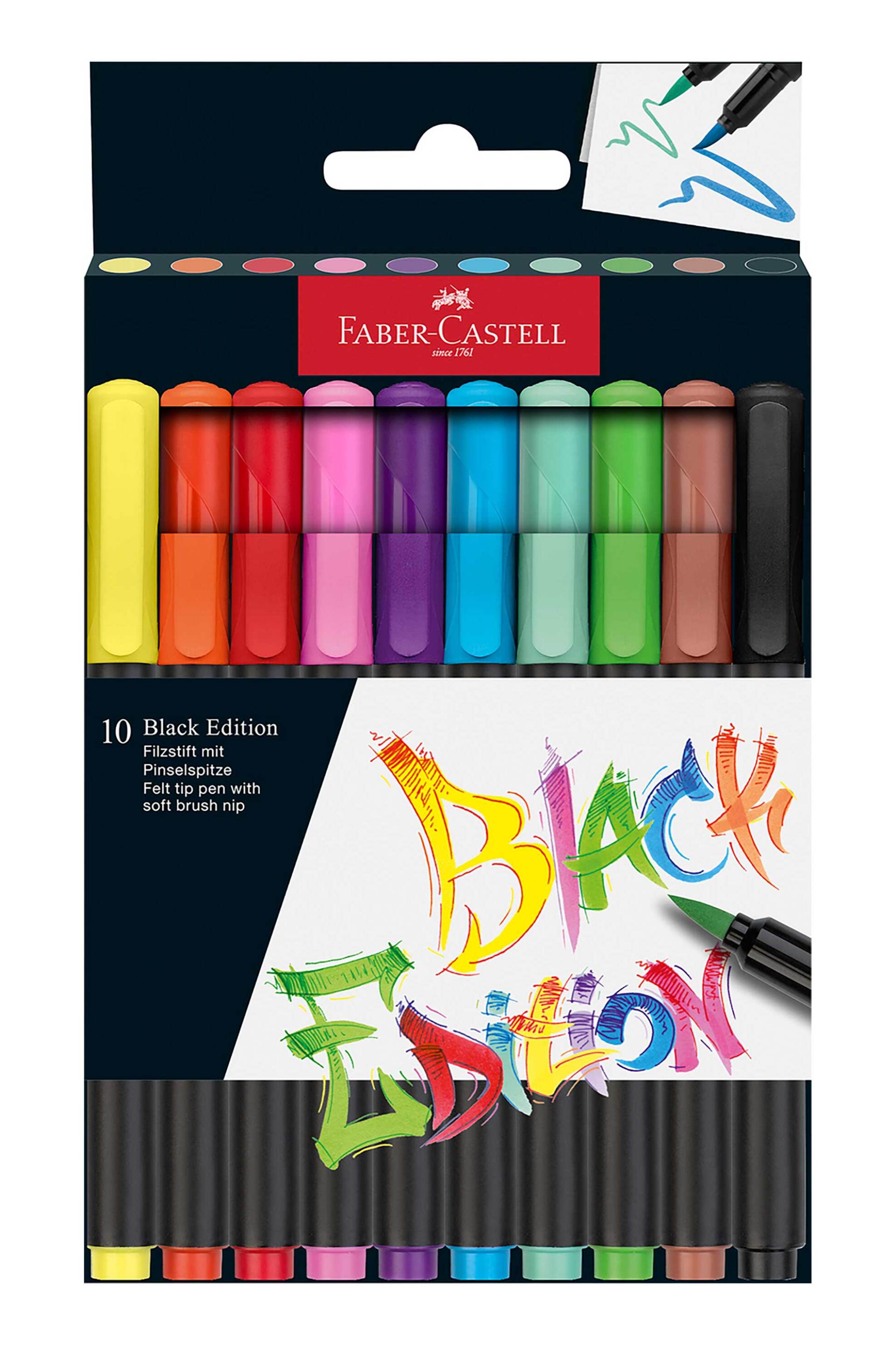 FABER-CASTELL Faber-Castell μαρκαδόροι ζωγραφικής Black Edition σετ 10 χρώματα - 077116451