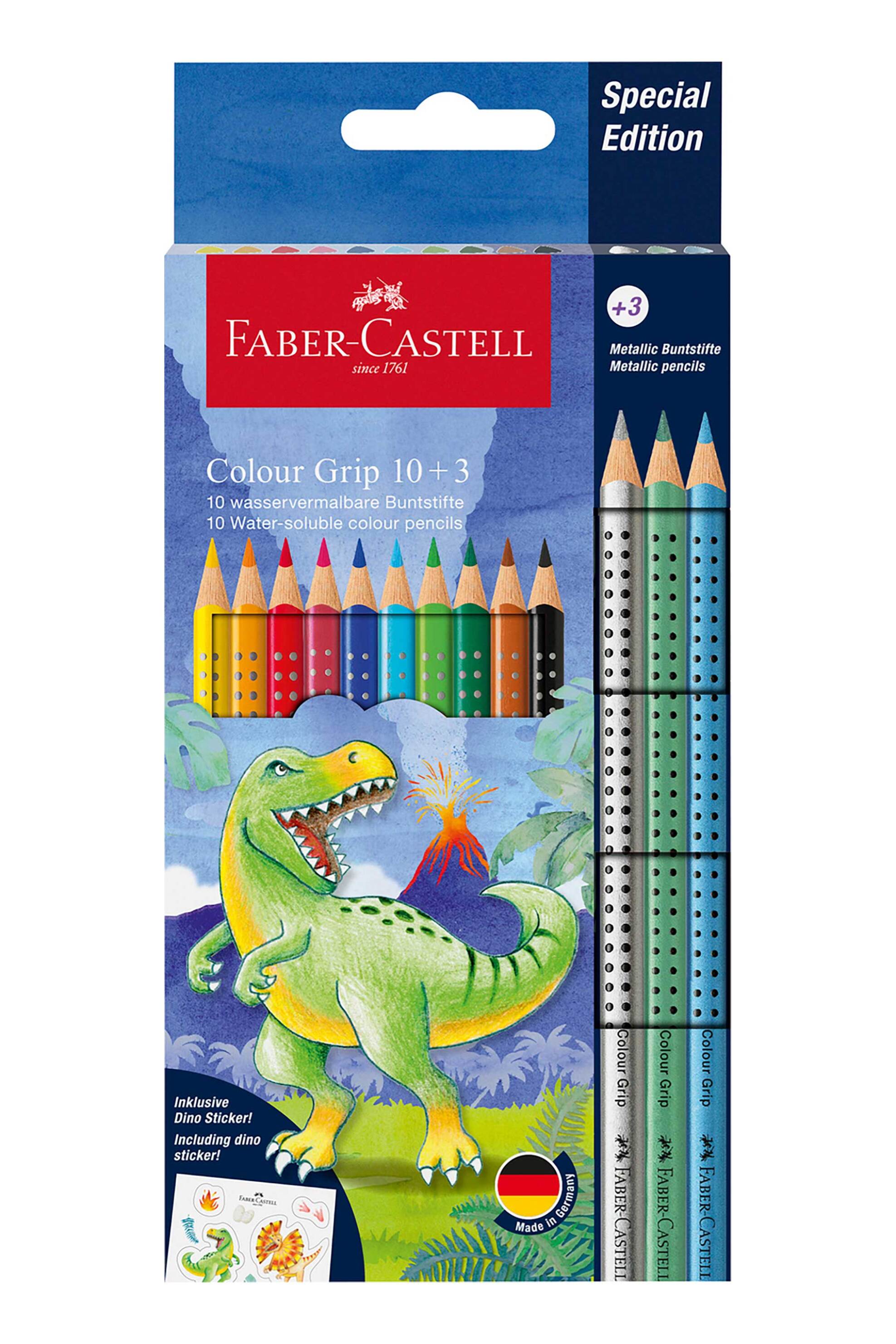 FABER-CASTELL Faber-Castell ξυλομπογιές "Dinosaur Colour Grip" 10+3 χρωμάτων - 077201545