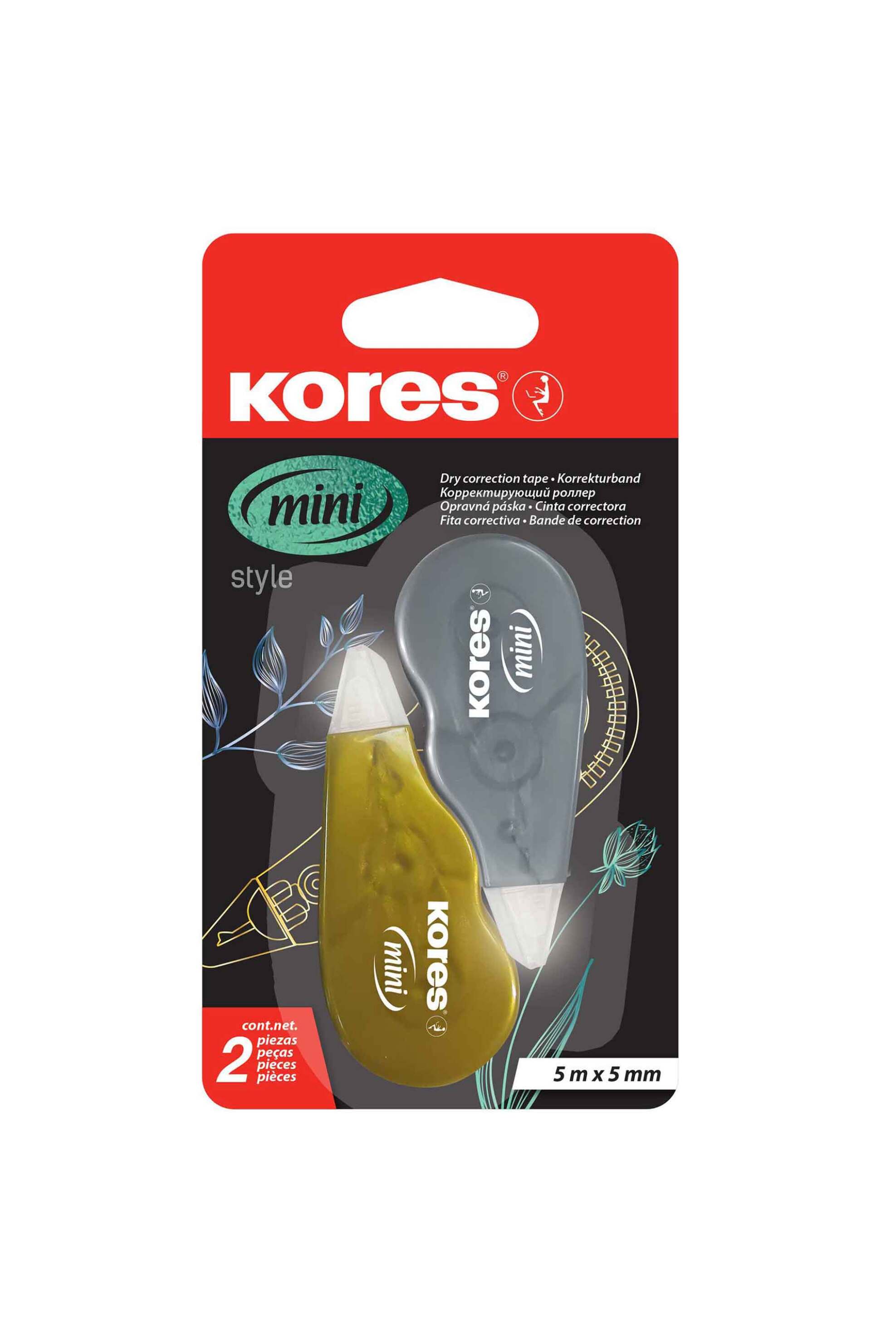 KORES Kores Βlister 2 διορθωτικές ταινίες mini 5m x 5mm σε χρυσό και ασημί χρώμα - 84122