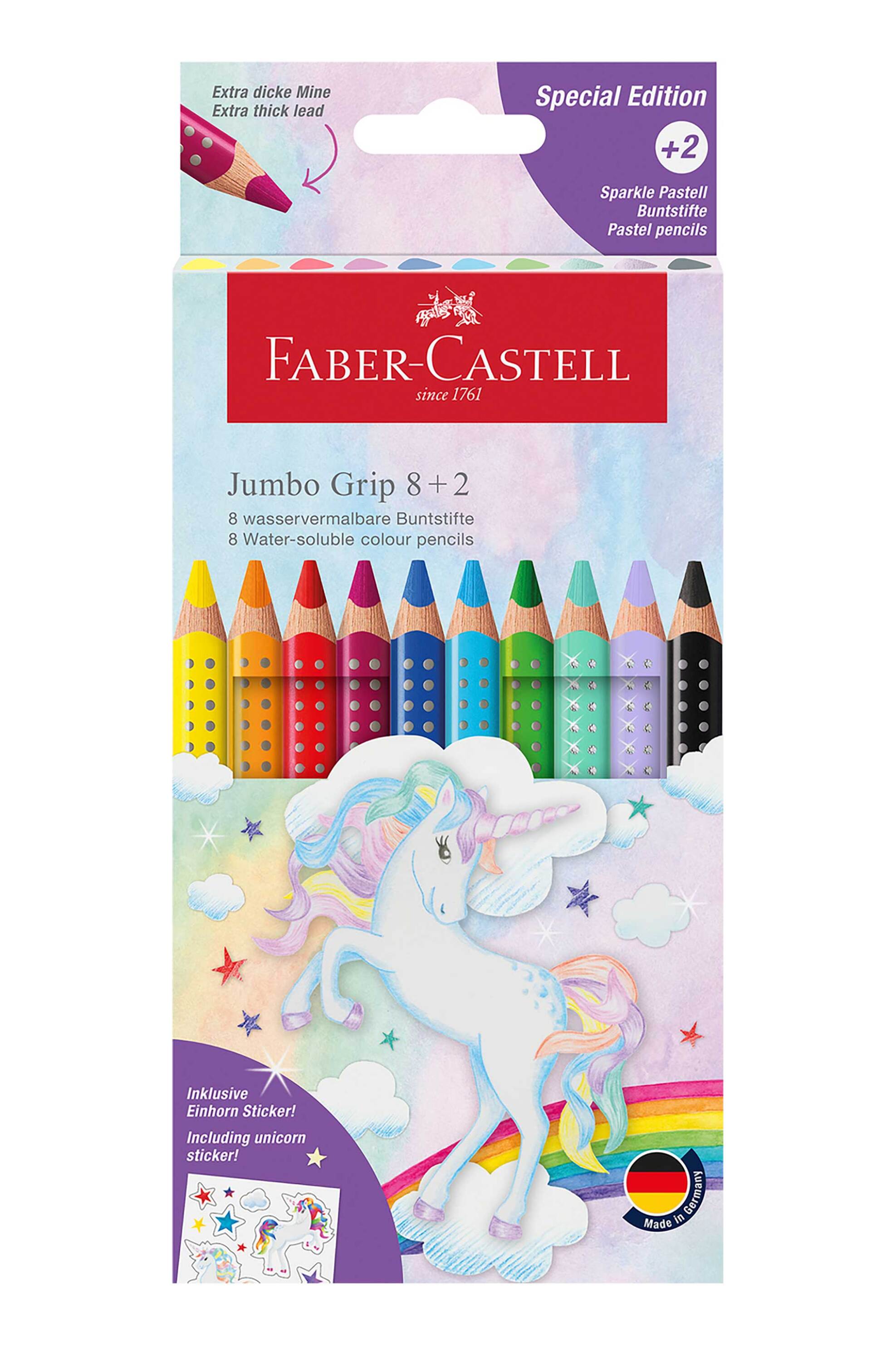 FABER-CASTELL Faber-Castell ξυλομπογιές "Unicorn Colour Jumbo Grip" 8+2 χρωμάτων - 077110923
