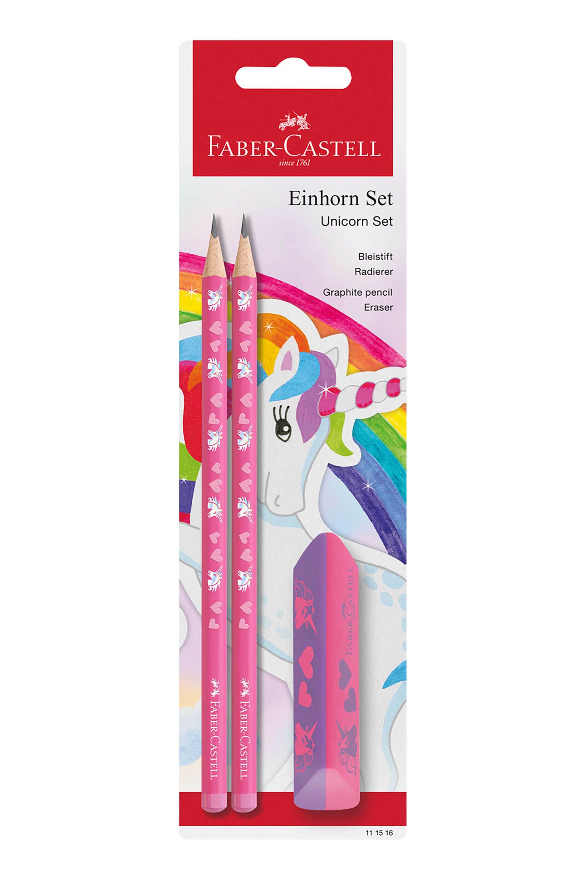 FABER-CASTELL Faber-Castell Blister σετ "Unicorn" 3 τεμάχια - 2 μολύβια και 1 γόμα Dust-Free - 077111516