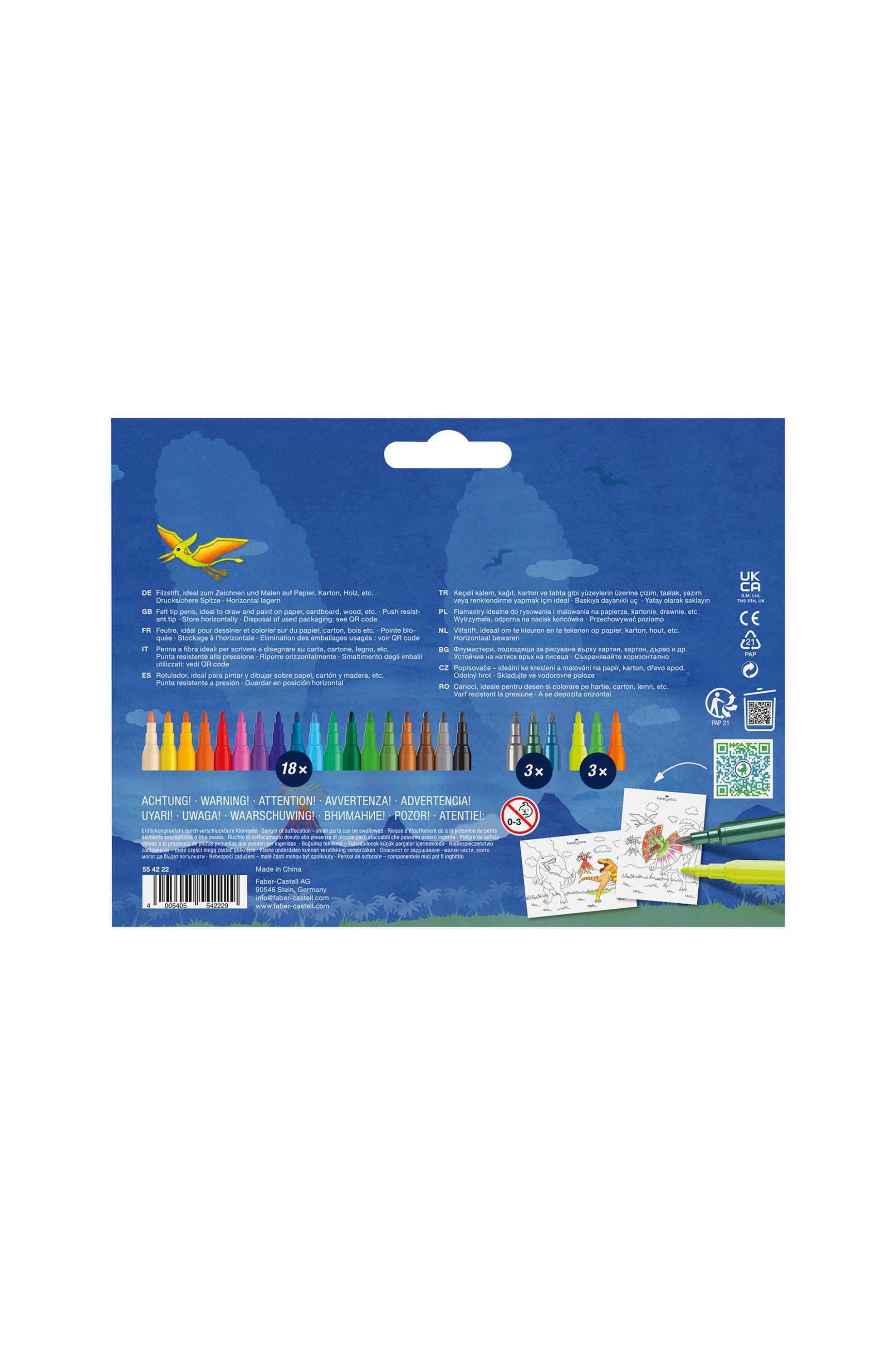 Faber-Castell μαρκαδόροι ζωγραφικής "Dinosaur" 18+6 χρωμάτων - 077554222 φωτογραφία