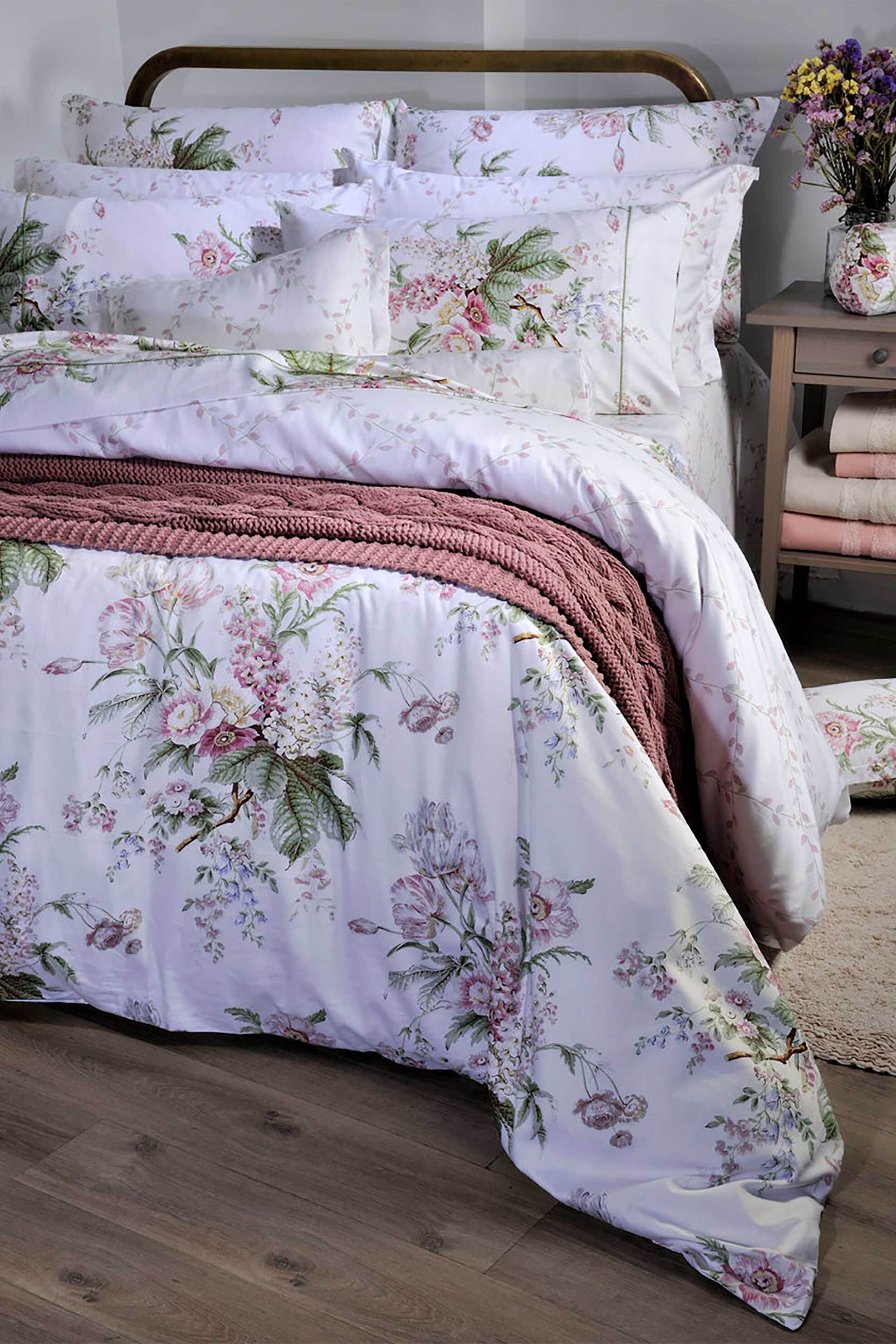 DOWN TOWN HOME DOWN TOWN Home σετ παπλωματοθήκη με μαξιλαροθήκη "849 Bouquet Pink" (2 τεμάχια) - 13-0358