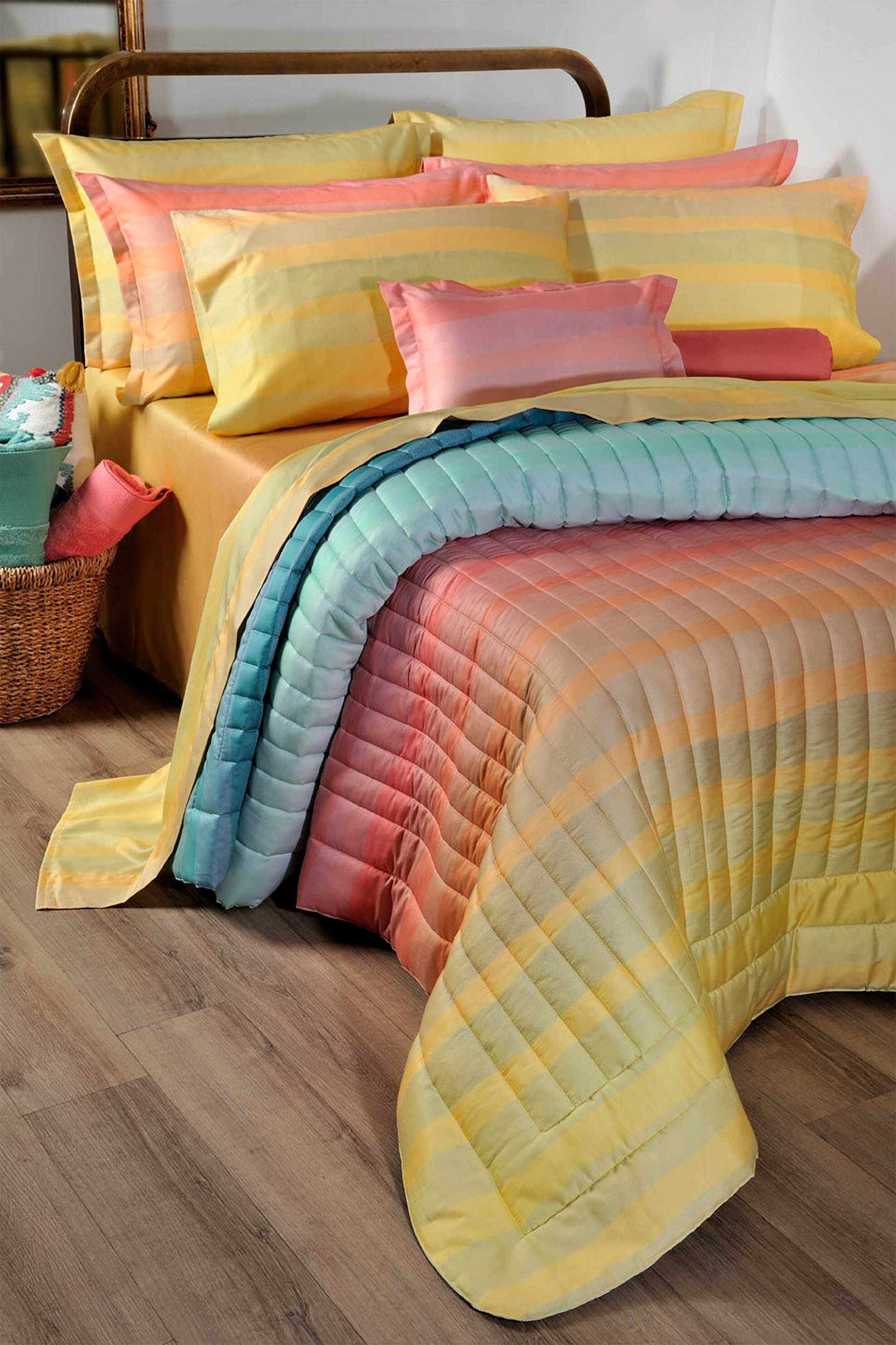 DOWN TOWN HOME DOWN TOWN Home σετ σεντόνια υπέρδιπλα και μαξιλαροθήκες "Burano Yellow 861" (4 τεμάχια) - 10-1030