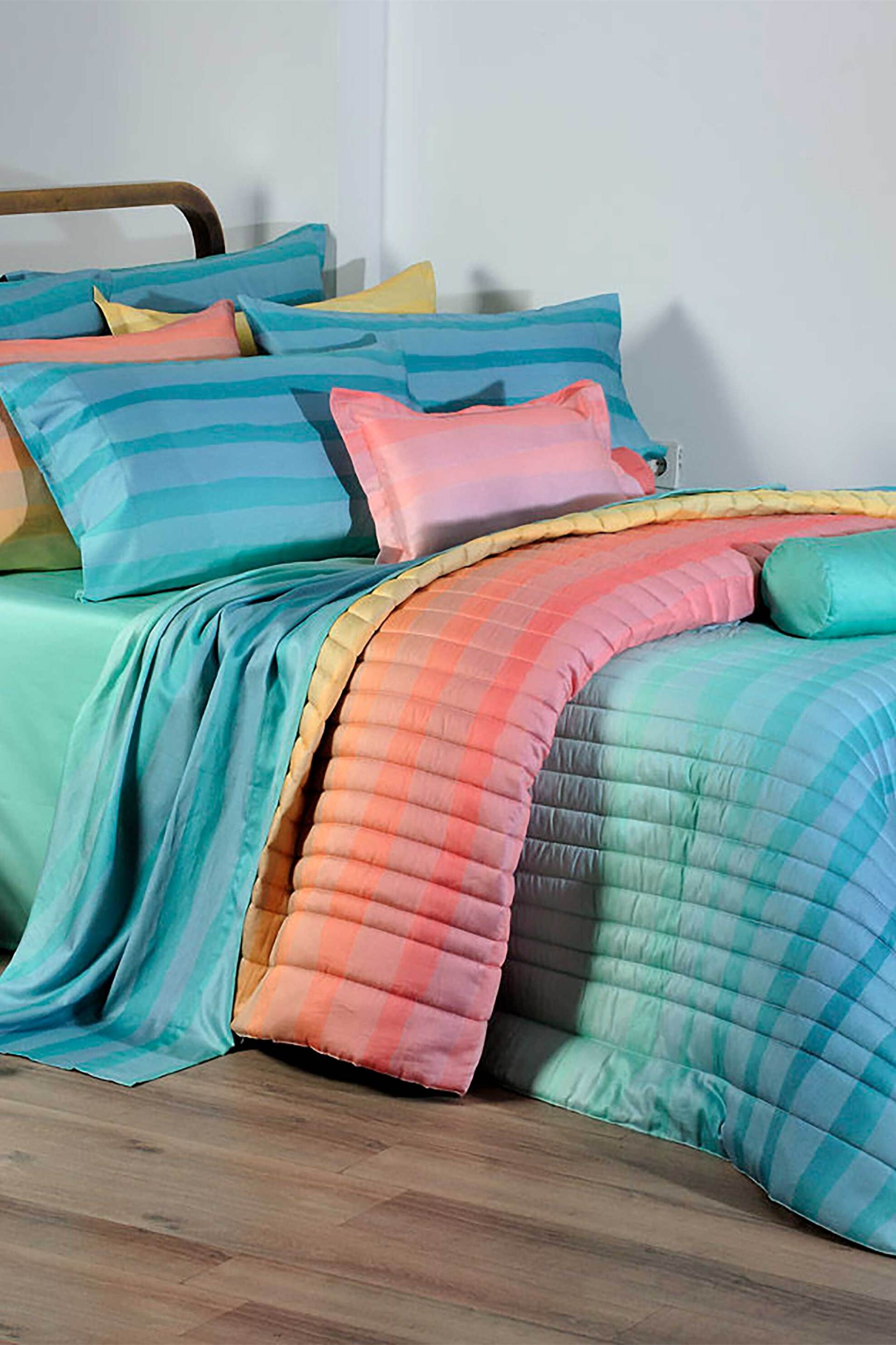 DOWN TOWN Home σετ σεντόνια μονά και μαξιλαροθήκη "Βurano Aqua 862" (3 τεμάχια) - 11-0568