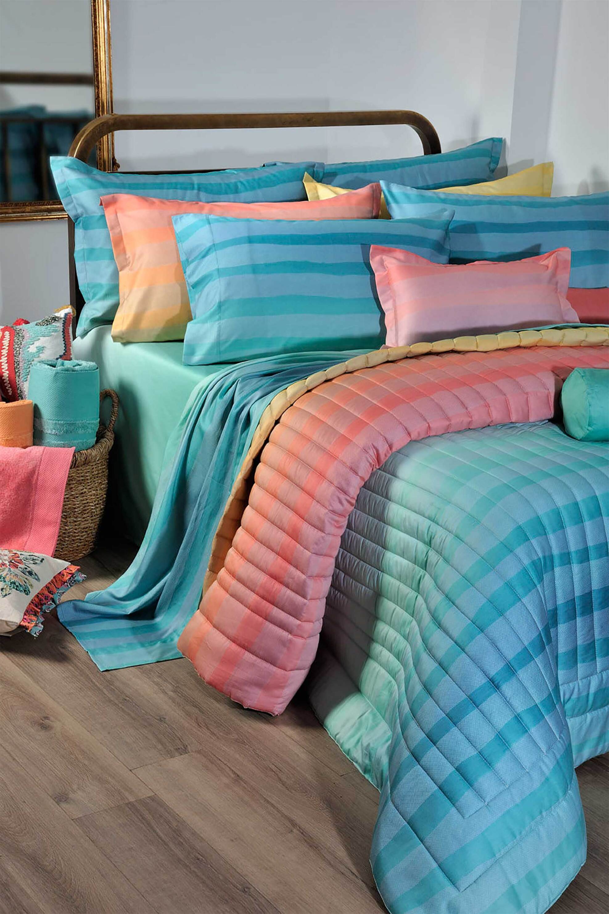 DOWN TOWN Home σετ σεντόνια μονά και μαξιλαροθήκη "Βurano Aqua 862" (3 τεμάχια) - 11-0568 φωτογραφία