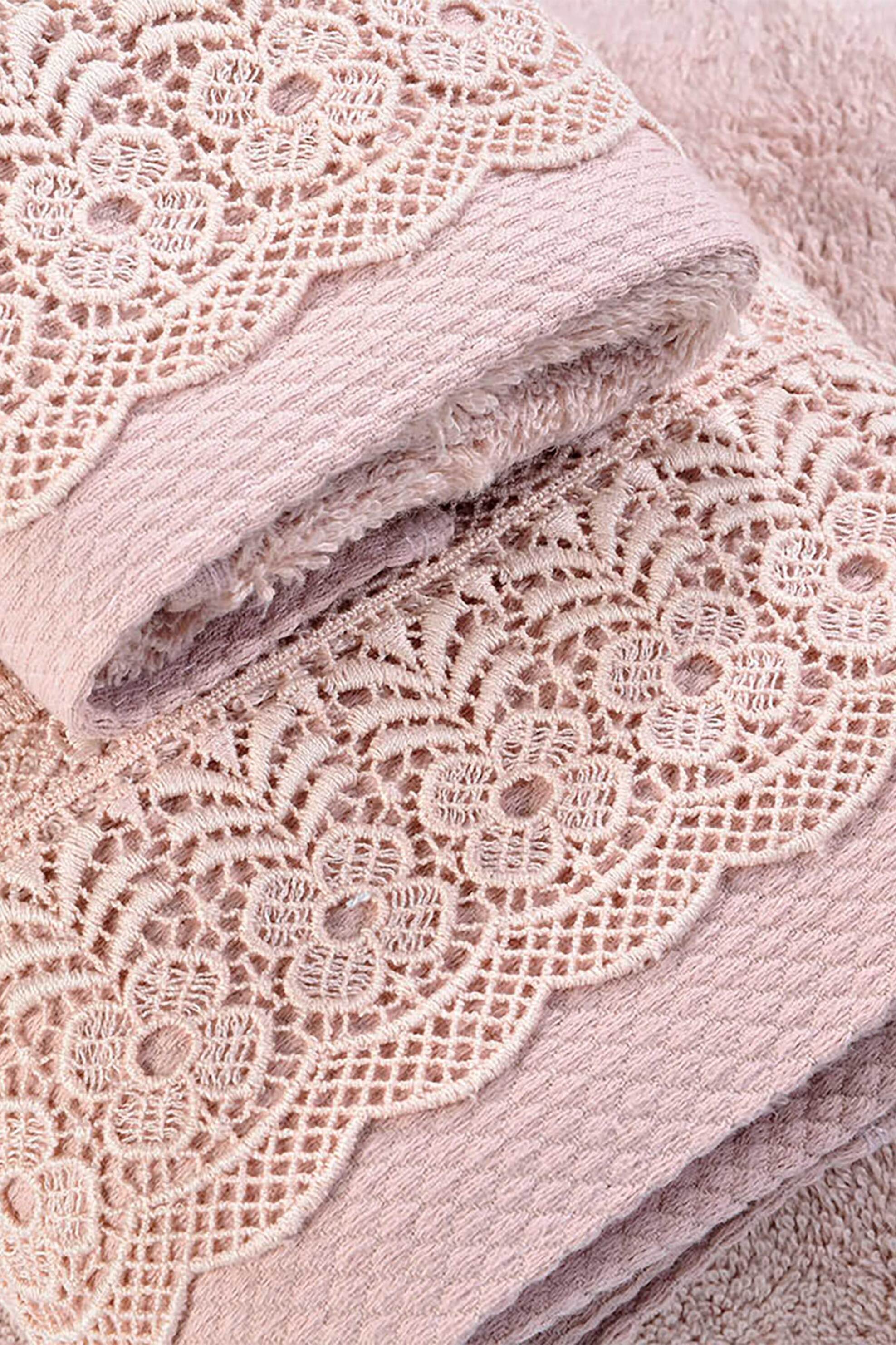 DOWN TOWN Home σετ πετσέτες με δαντέλα (3 τεμάχια) - 61-1156