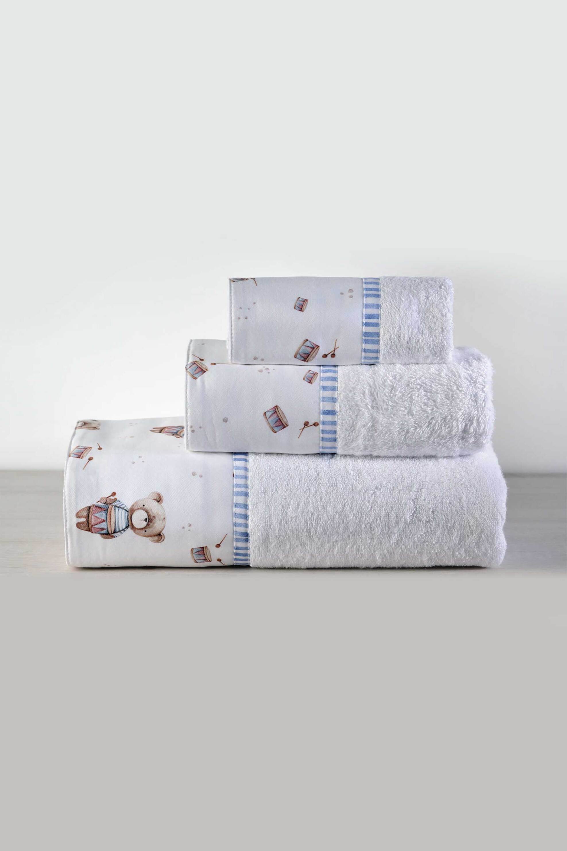 DOWN TOWN HOME DOWN TOWN Home σετ πετσέτες "Little Bear White" 170 x 240 cm (3 τεμάχια) - 61-1162
