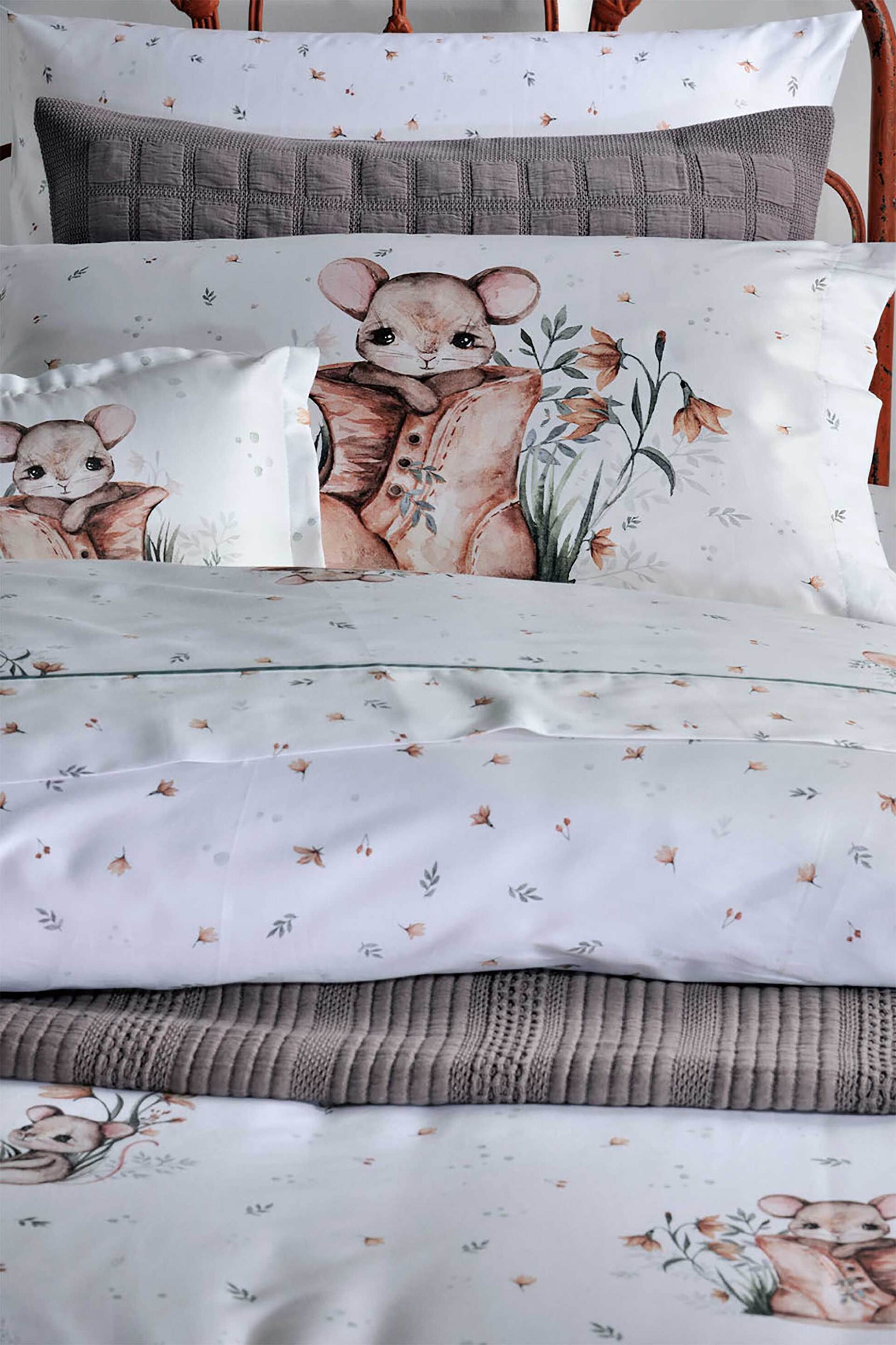 Down Town Home Σετ Σεντόνια Μονά Και Μαξιλαροθήκη 856 Little Mouse (3 Τεμάχια) - 11-0592