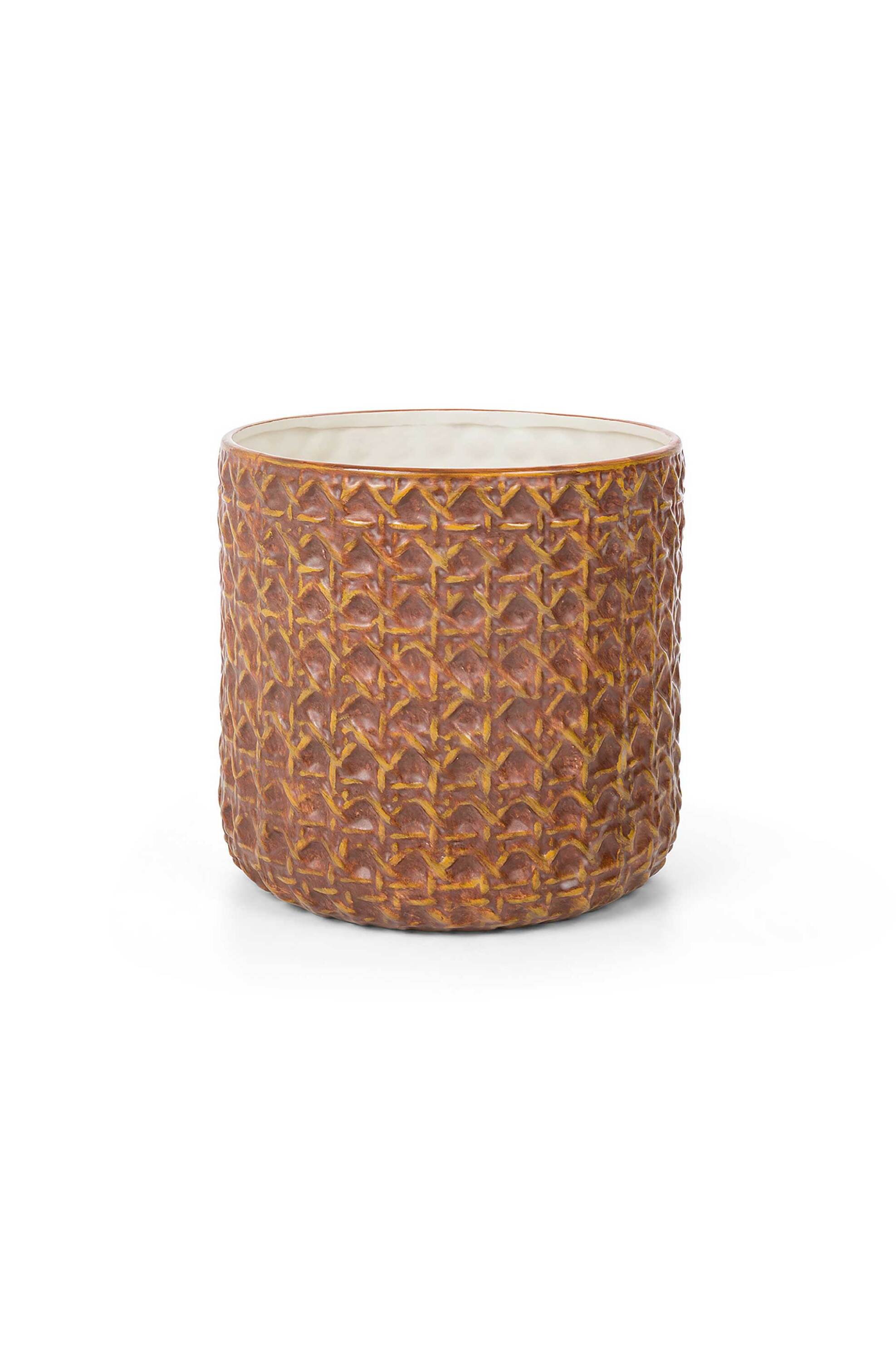 Coincasa κεραμική γλάστρα με ανάγλυφο σχέδιο 23 cm - 007357831 Καφέ