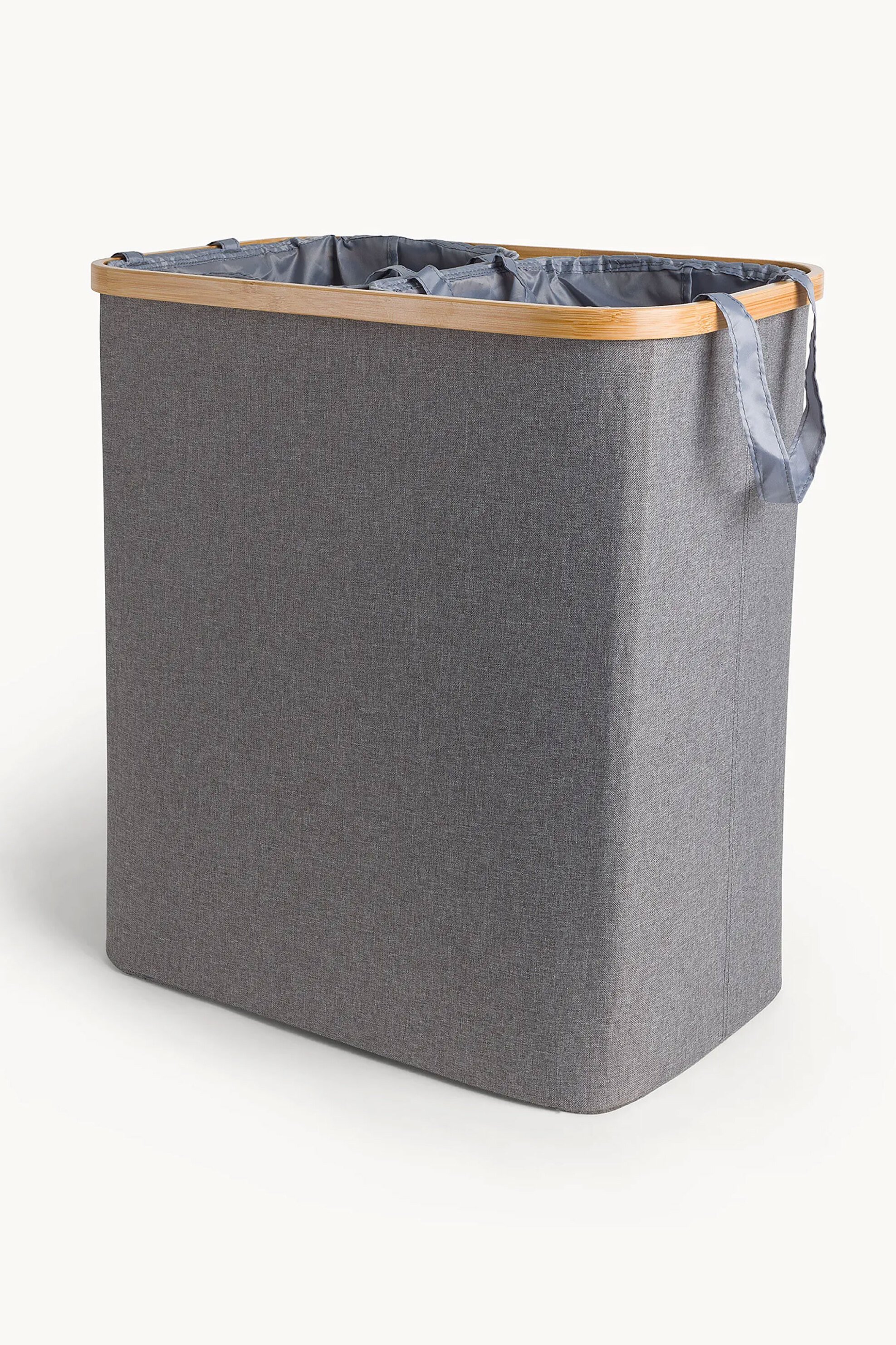 Coincasa καλάθι μπάνιου με bamboo λεπτομέρειες 66 x 55 x 34,2 cm - 007476096 Γκρι