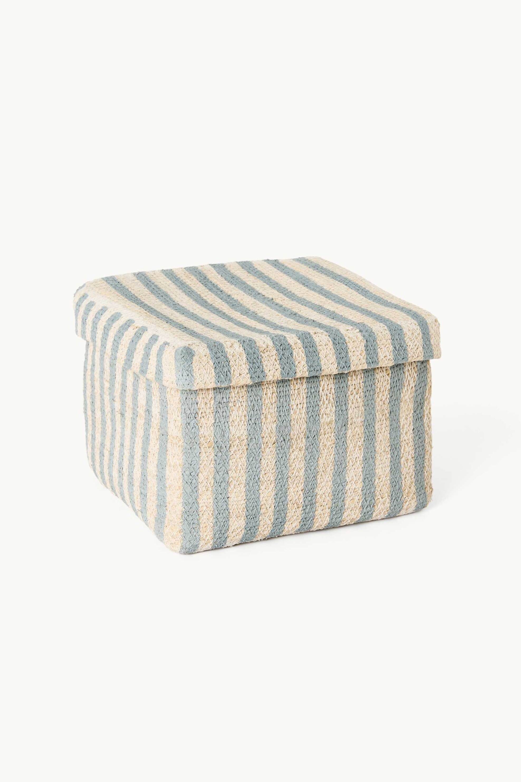 Coincasa διακοσμητικό καλάθι με καπάκι 22 x 22 x 16 cm - 006813865 Λευκό - Μπλε