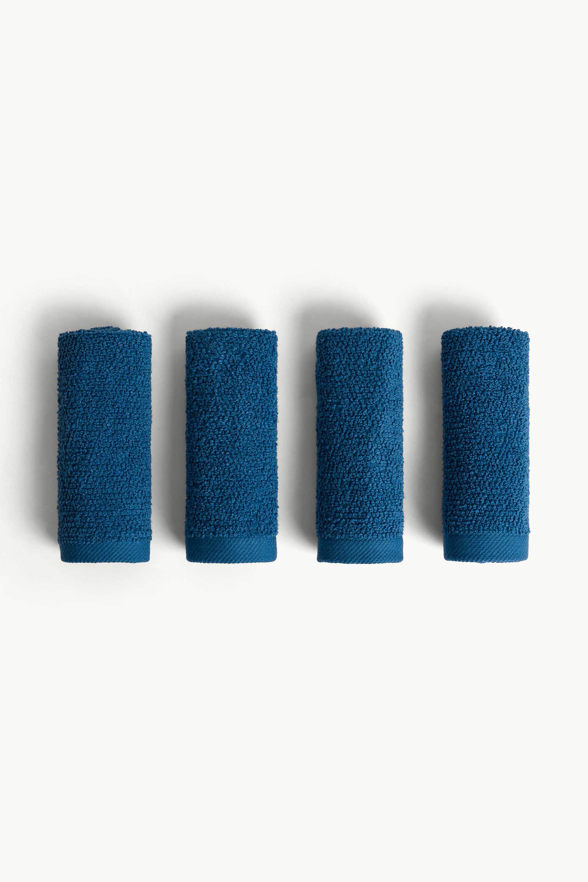 COINCASA Coincasa σετ βαμβακερές πετσέτες μονόχρωμες με καλάθι αποθήκευσης 30 x 30 cm (4 τεμάχια) - 007479115 Μπλε