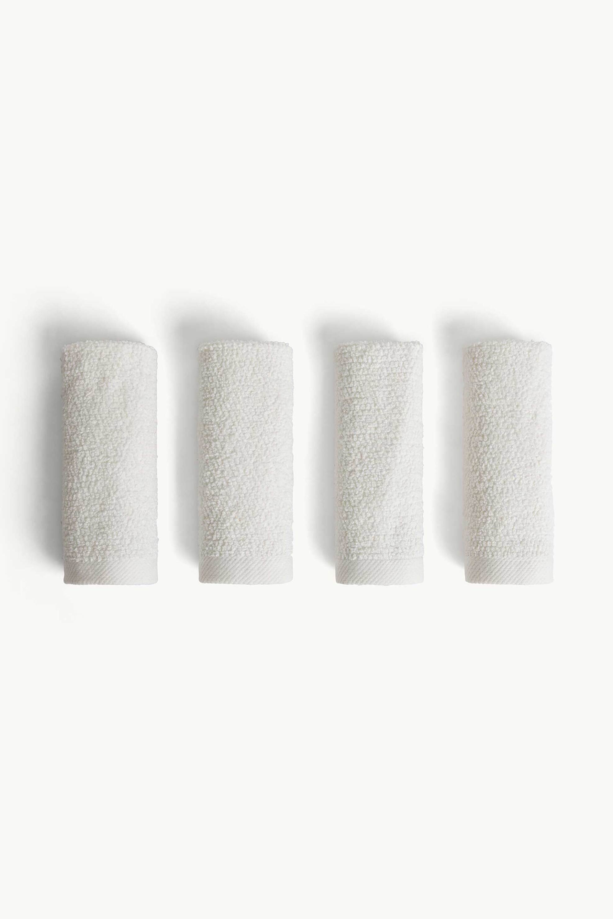 COINCASA Coincasa σετ βαμβακερές πετσέτες μονόχρωμες με καλάθι αποθήκευσης 30 x 30 cm (4 τεμάχια) - 007479117 Λευκό