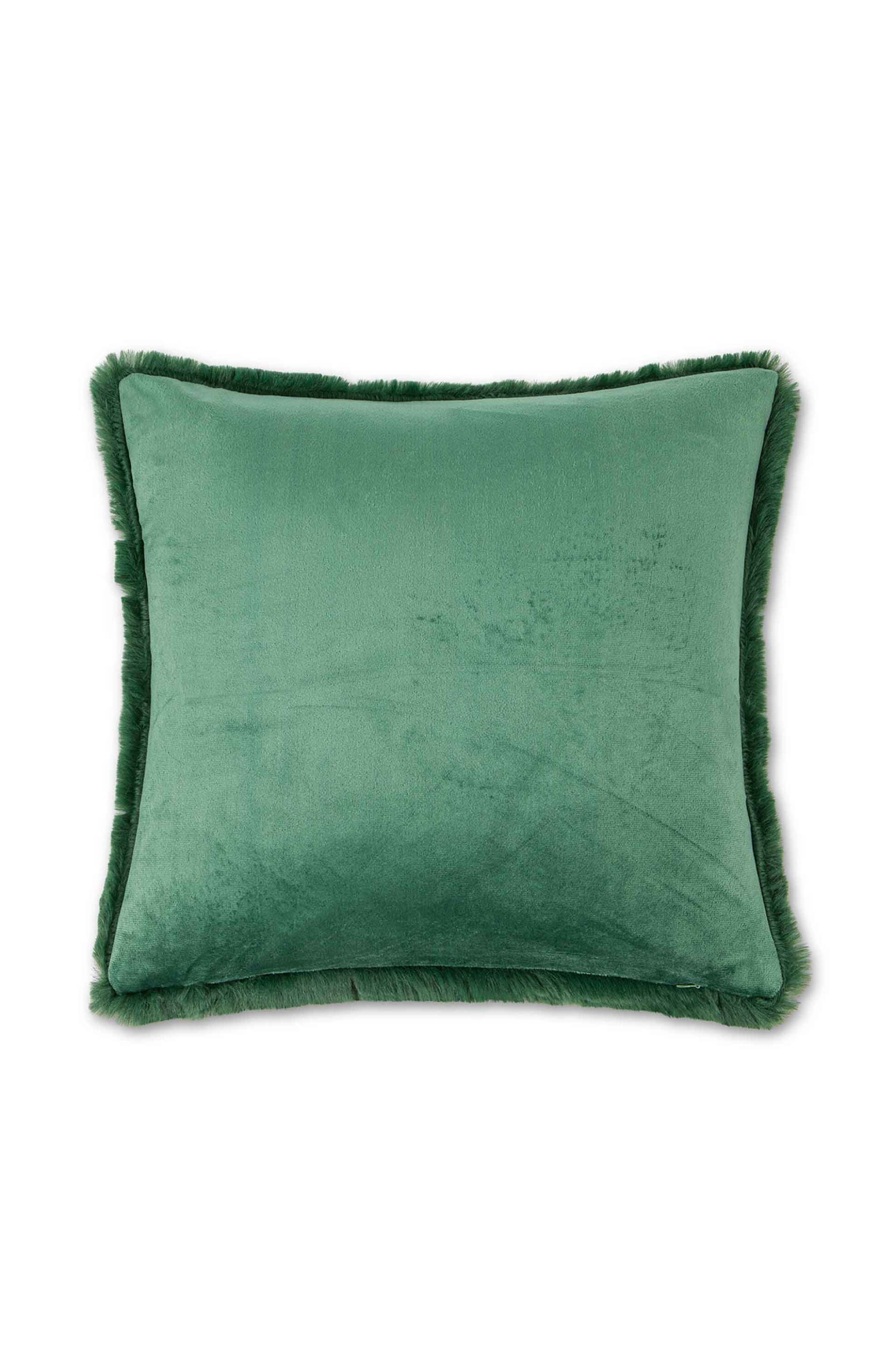 Coincasa διακοσμητικό μαξιλάρι μονόχρωμο με fur effect 45 x 45 cm - 007379369 Πράσινο φωτογραφία