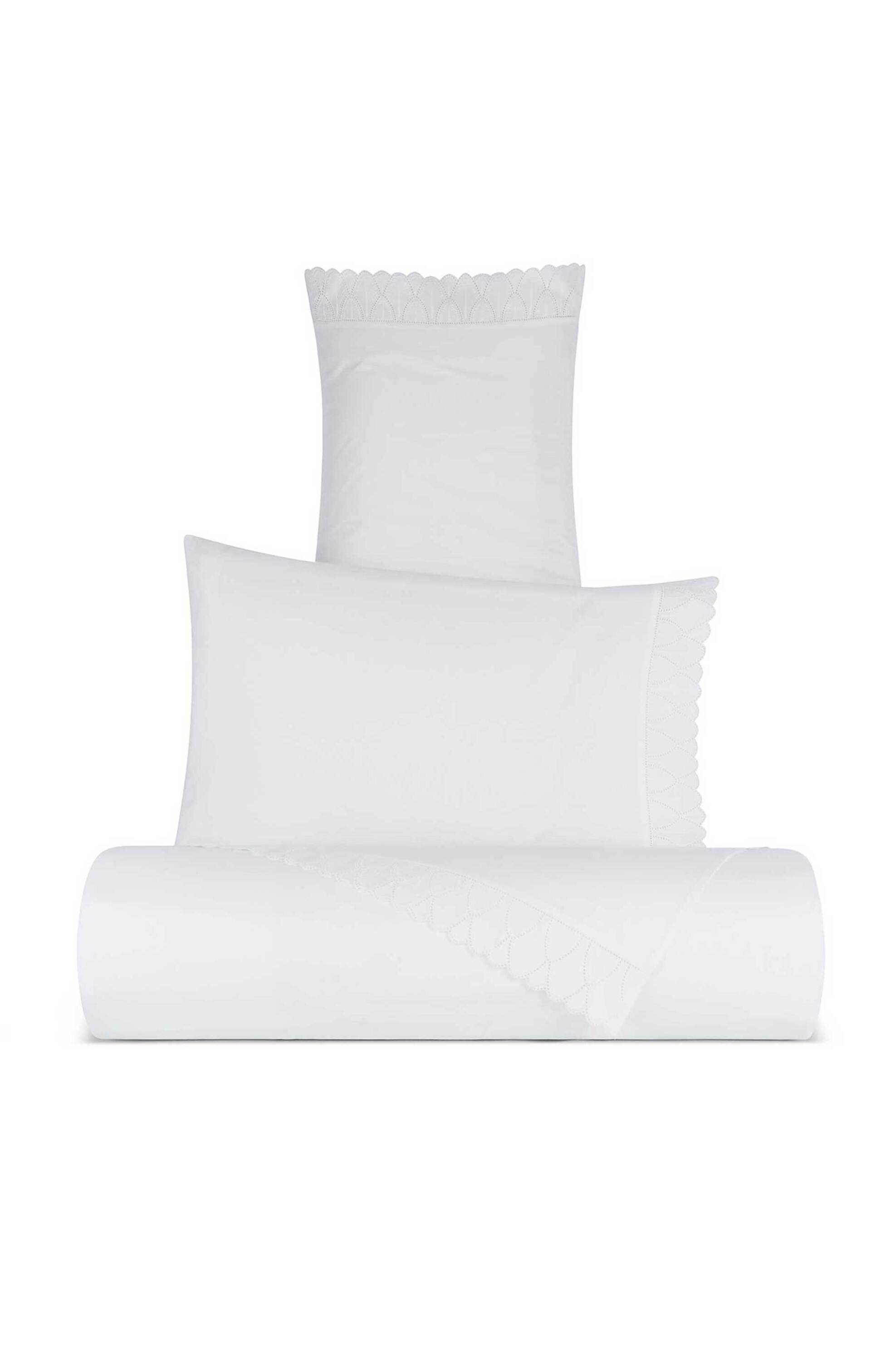 Coincasa σεντόνι υπέρδιπλο μονόχρωμο με φάσα με κεντημένο σχέδιο 280 x 240 cm - 007417388 Λευκό φωτογραφία