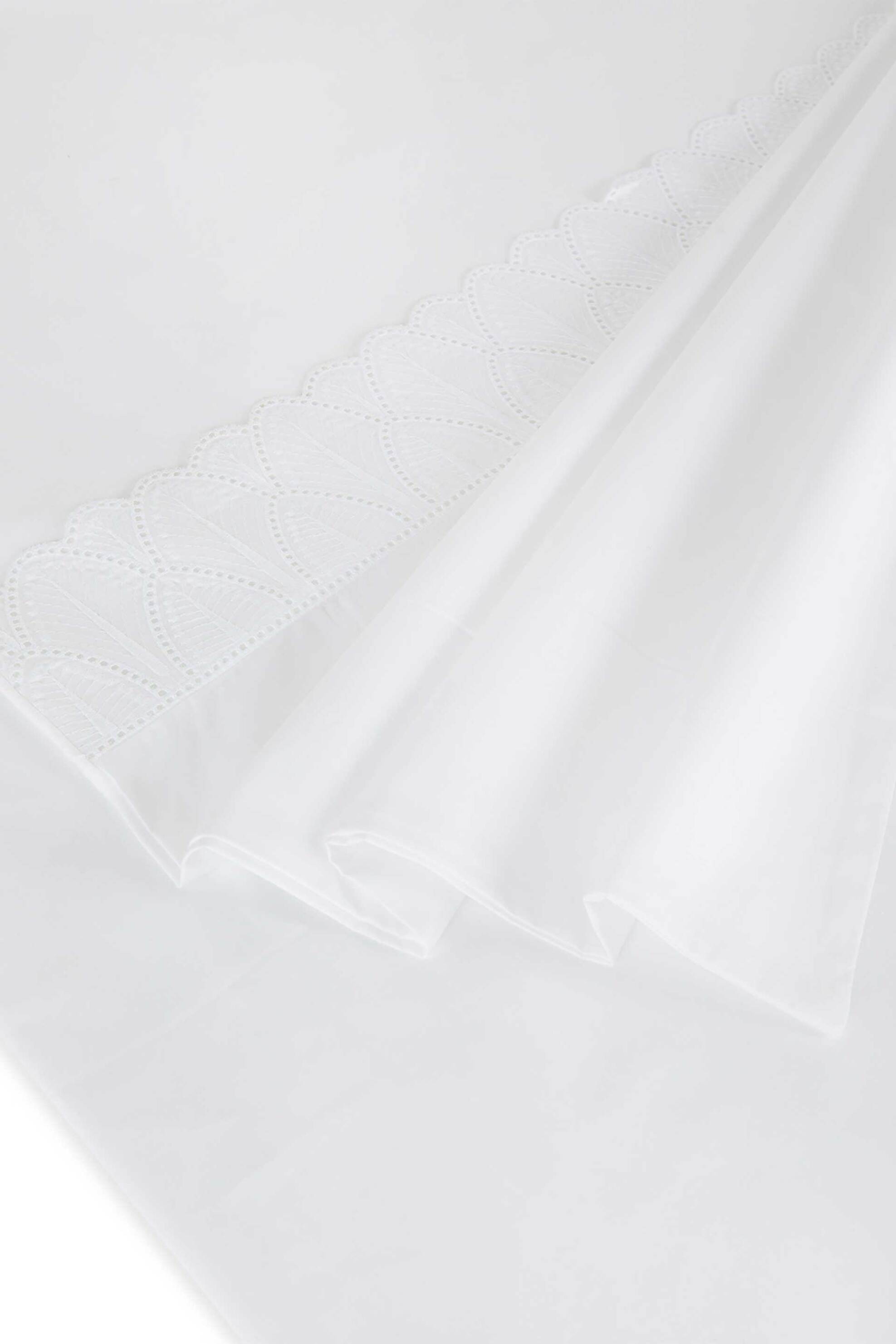 Coincasa παπλωματοθήκη διπλή μονόχρωμη με φάσα με κεντημένο σχέδιο 220 x 240 cm - 007417389 Λευκό φωτογραφία