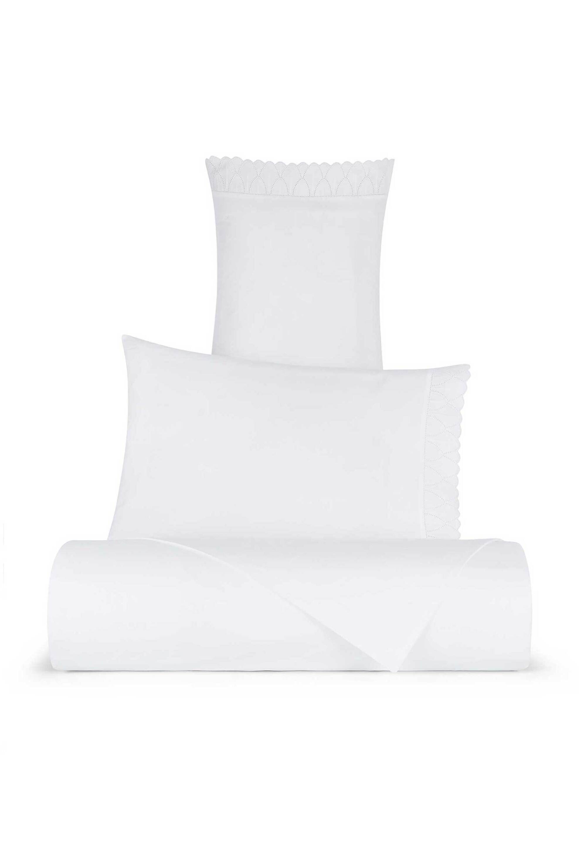 Coincasa παπλωματοθήκη διπλή μονόχρωμη με φάσα με κεντημένο σχέδιο 220 x 240 cm - 007417389 Λευκό φωτογραφία