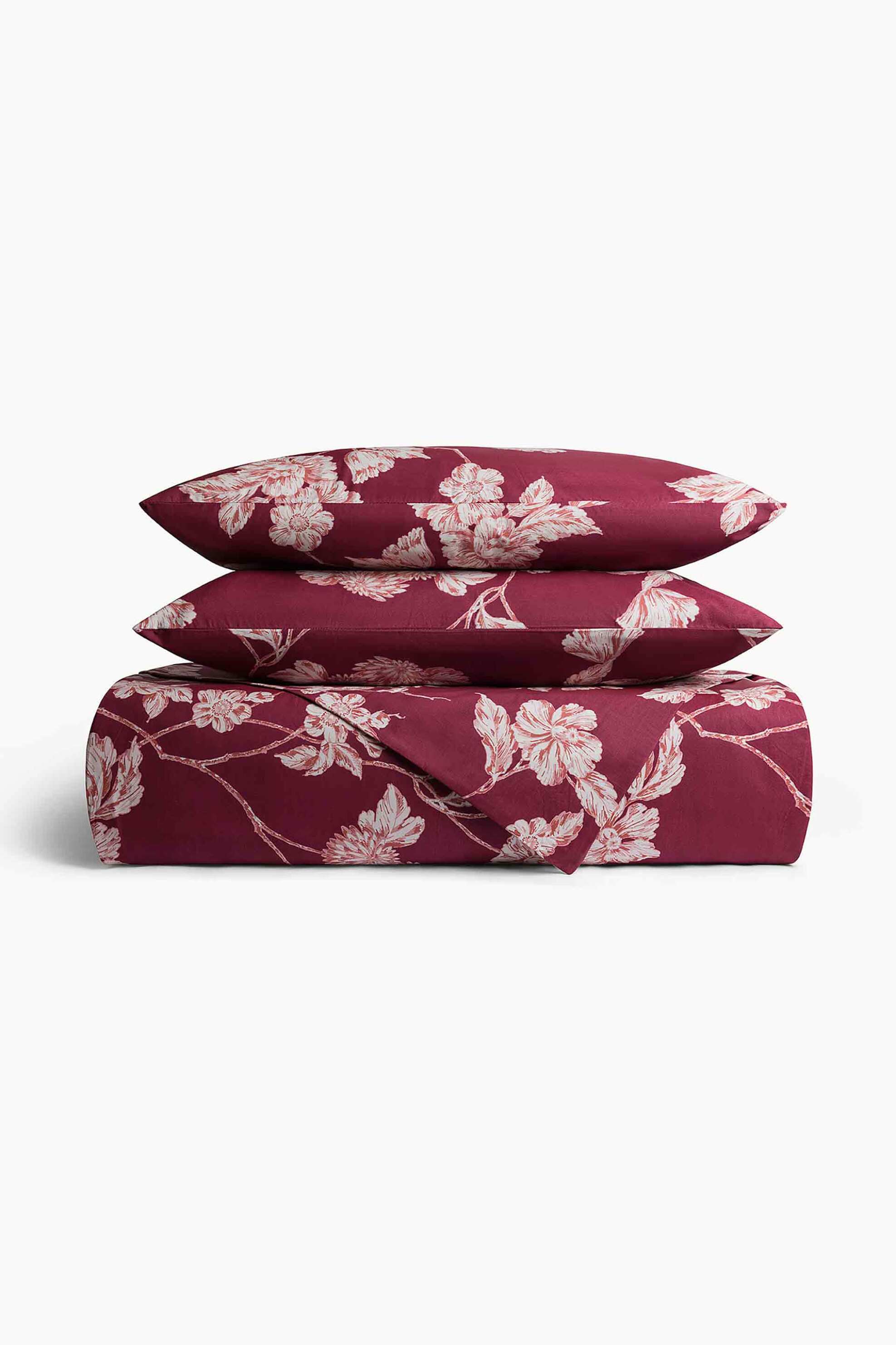 Coincasa Παπλωματοθήκη Διπλή με Floral Print 240 X 220 CM - 006802036 Μπορντό