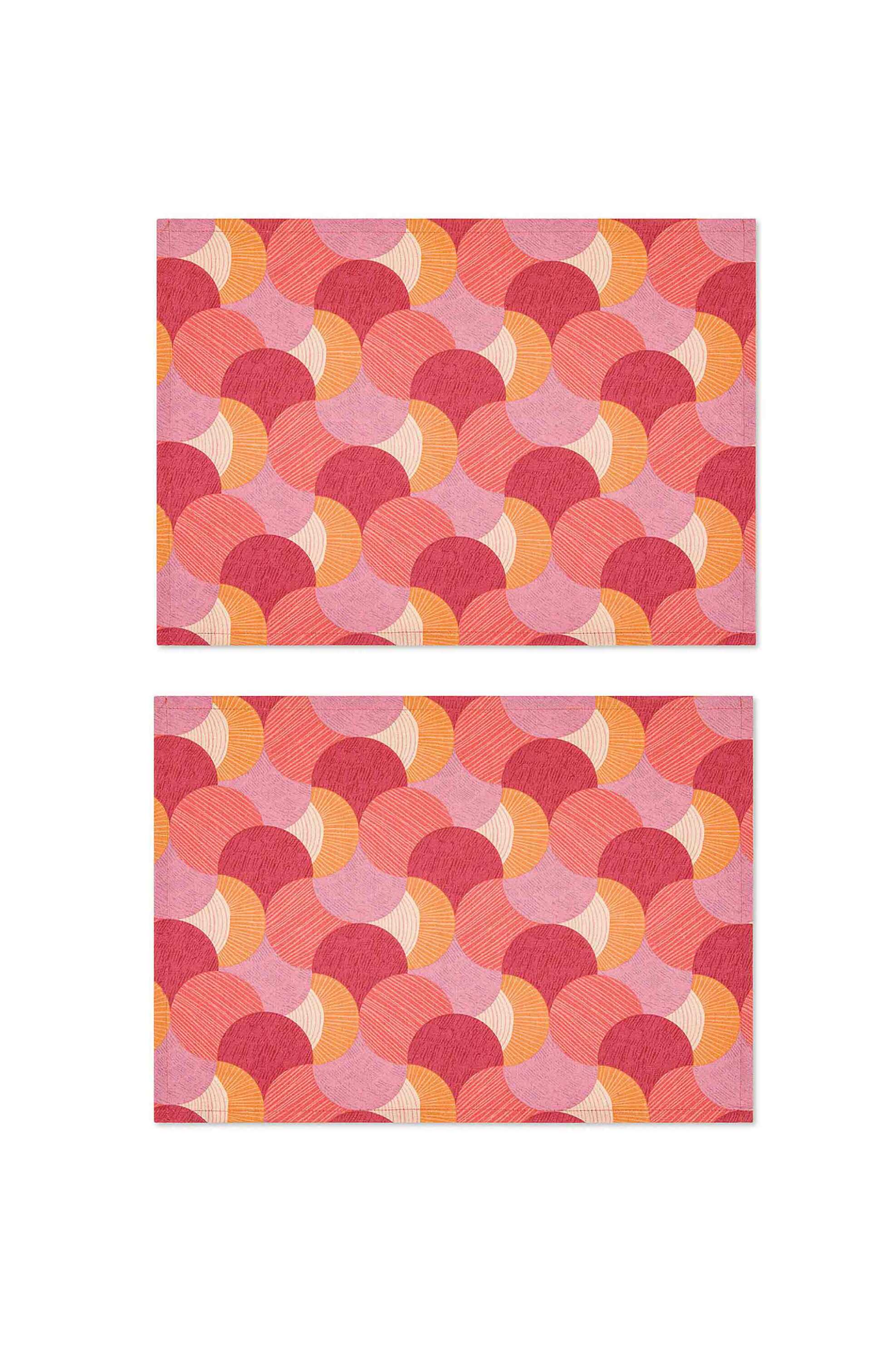 Coincasa σετ βαμβακερά σουπλά με geometrical print 50 x 35 cm (2 τεμάχια) - 007362205 Κοραλί