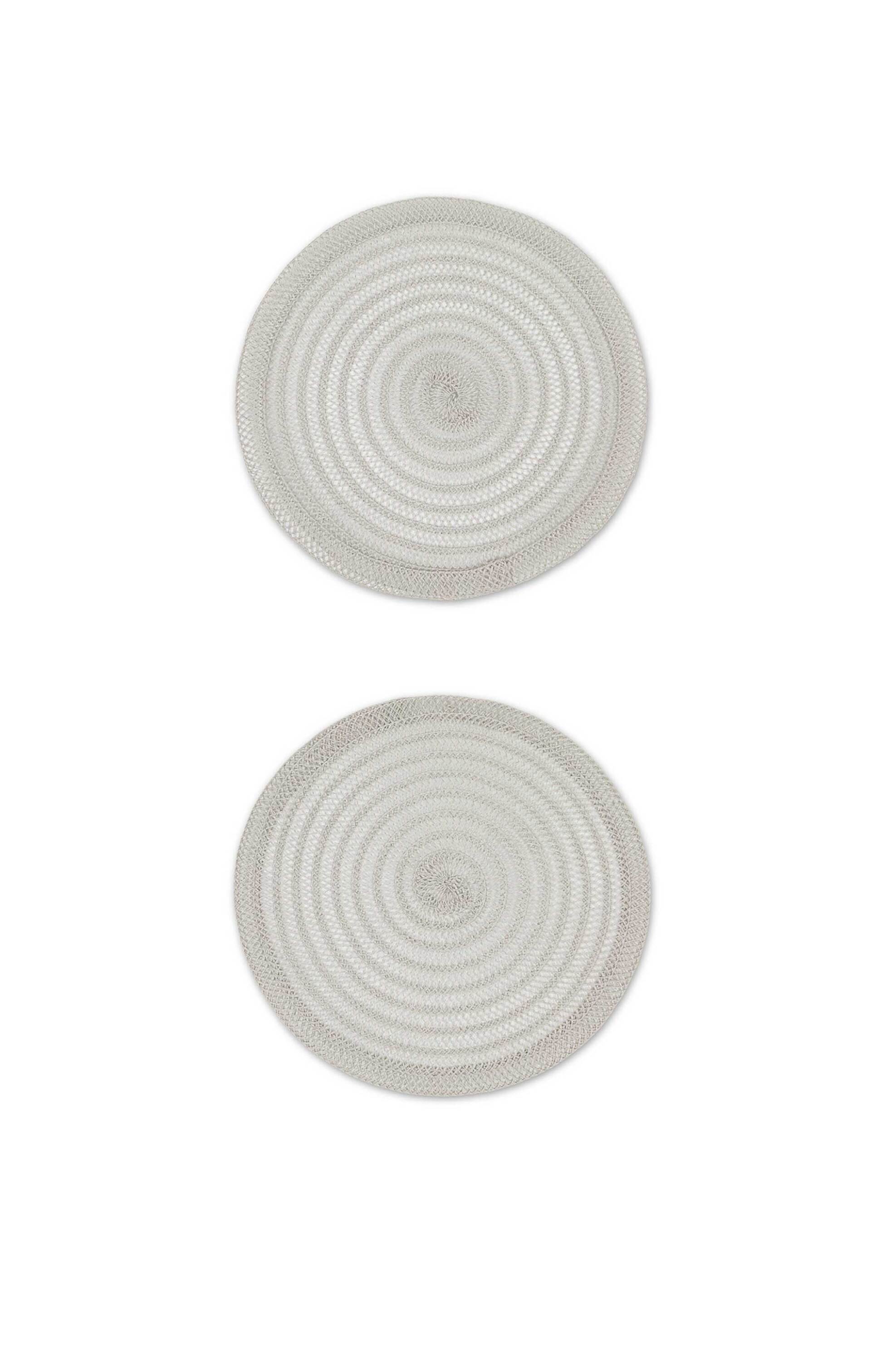 Coincasa σετ σουπλά στρογγυλά με διάτρητο σχέδιο (2 τεμάχια) - 007366197 Γκρι