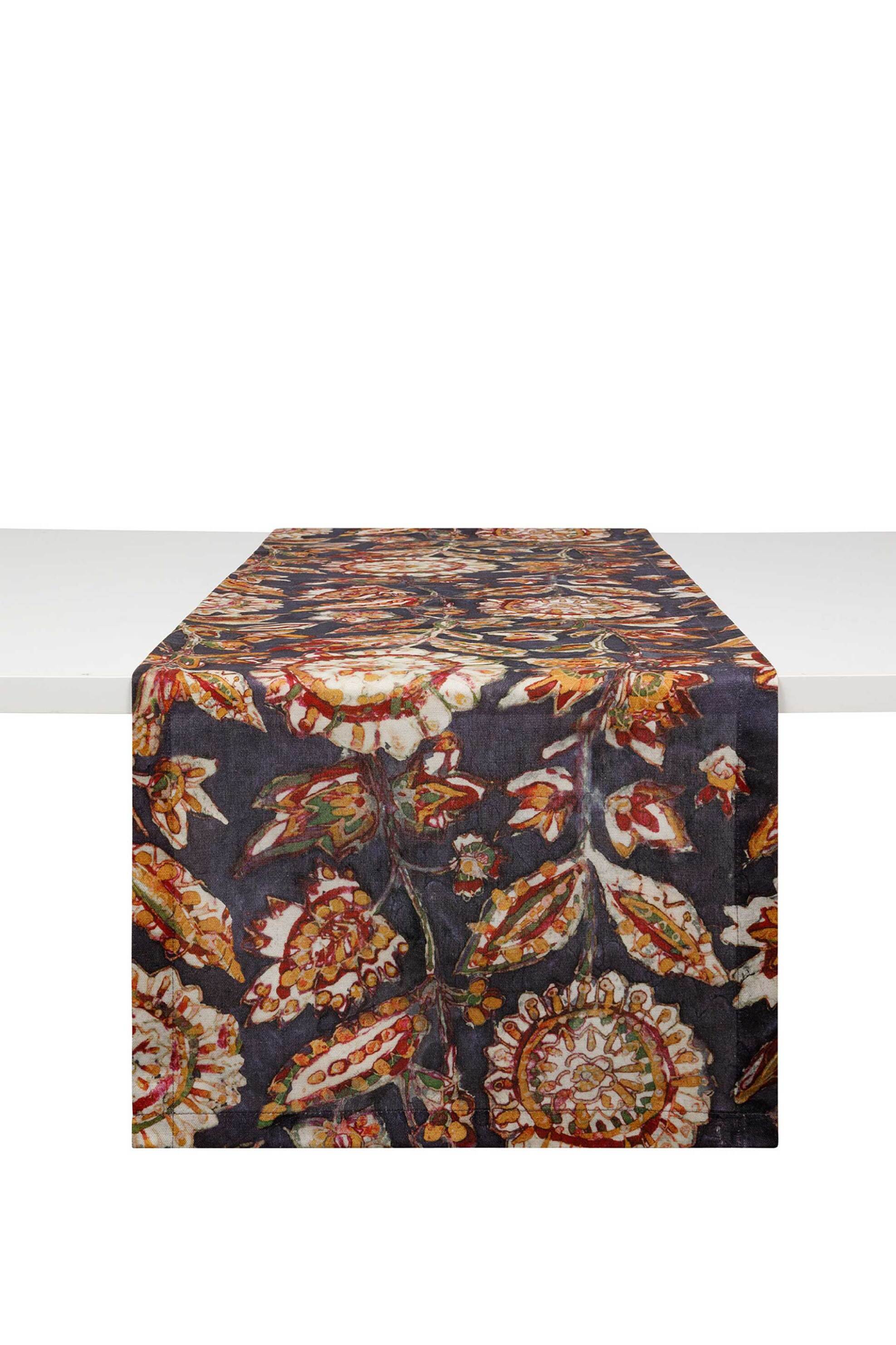 COINCASA Coincasa βαμβακερό ράνερ με floral print 140 x 40 cm - 007372847 Μπλε Σκούρο