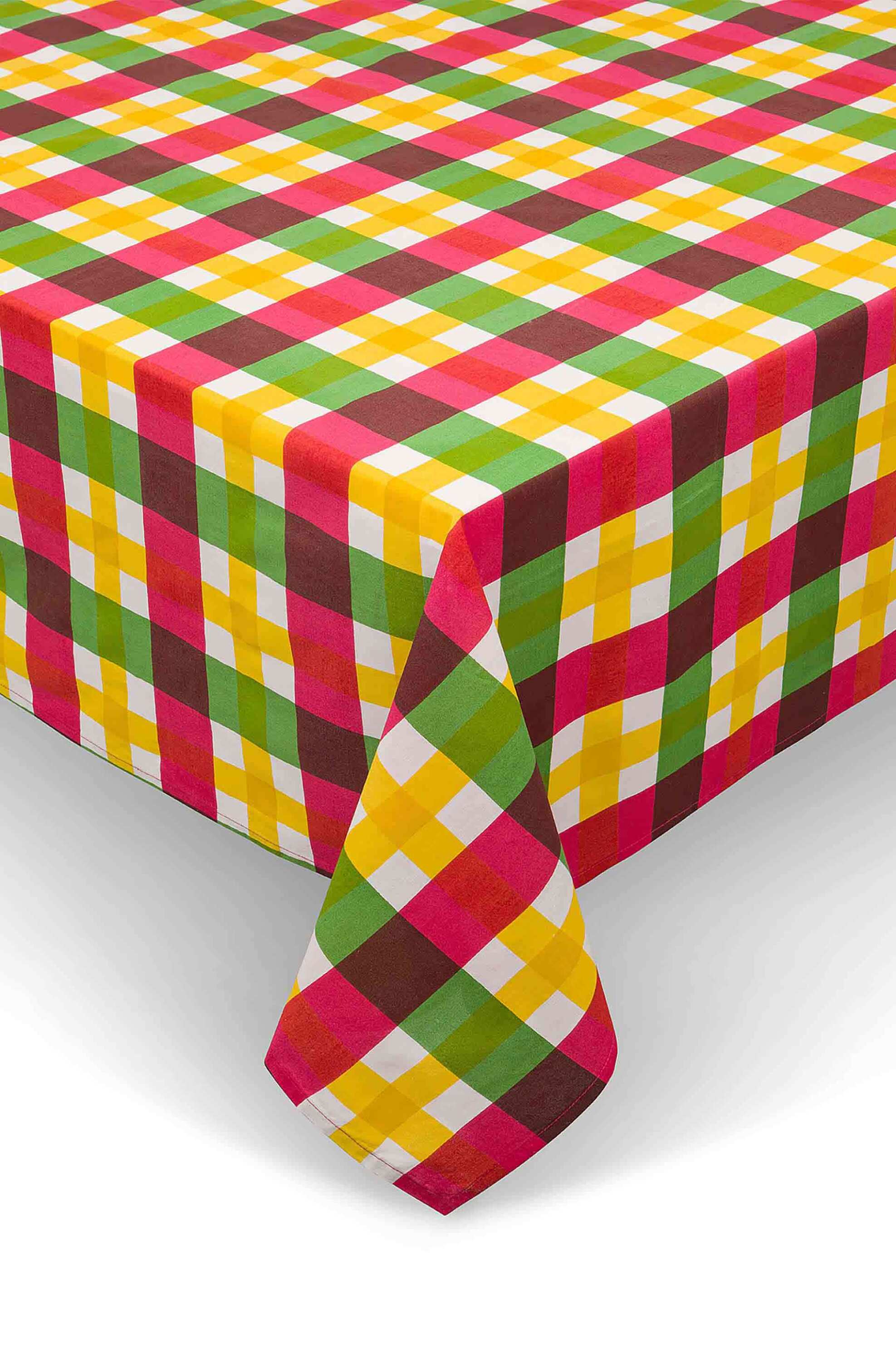 Coincasa τραπεζομάντηλο βαμβακερό με πολύχρωμο checked print 300 x 160 cm - 007407920 Πολύχρωμο