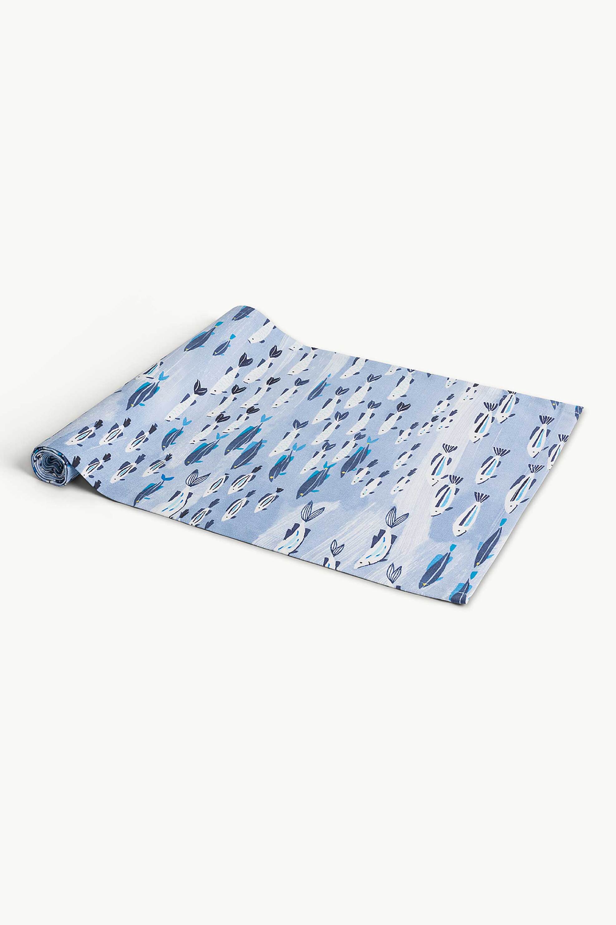 Coincasa Ράνερ Βαμβακερό με Τύπωμα Ψαριού 40 X 140 CM - 007479160 Μπλε