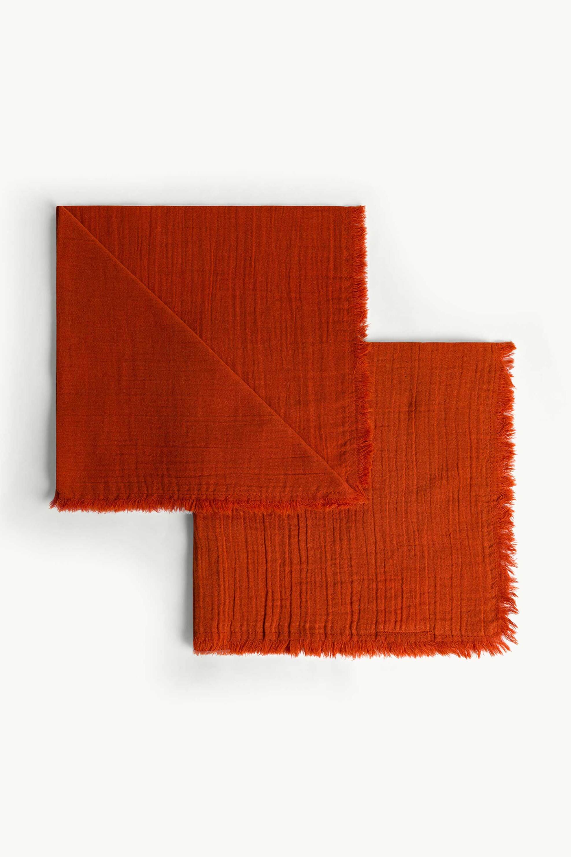 COINCASA Coincasa σετ πετσέτες κουζίνας με κρόσσια 42 x 42 cm (2 τεμάχια) - 007494084 Πορτοκαλί