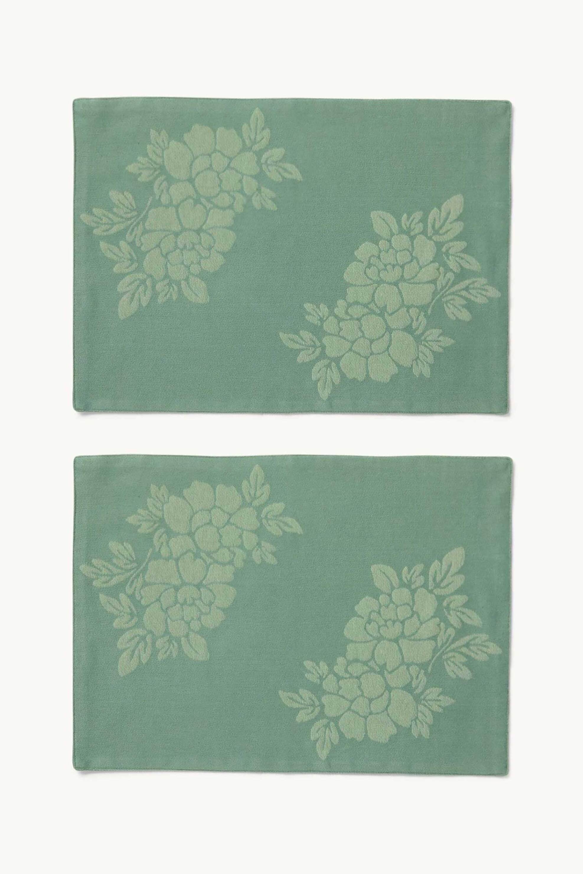 Coincasa σετ βαμβακερά σουπλά με floral ζακάρ ύφανση (2 τεμάχια) - 006809271 Πράσινο