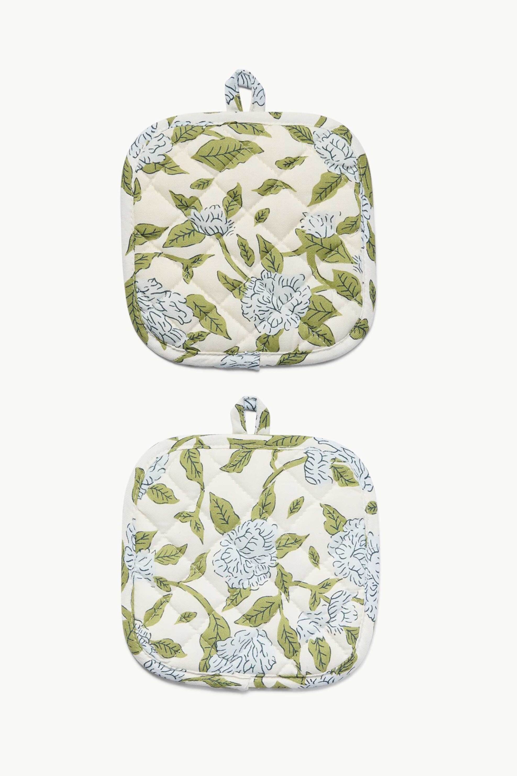 Coincasa σετ πιάστρες κουζίνας με floral print (2 τεμάχια) - 006813074 Πράσινο