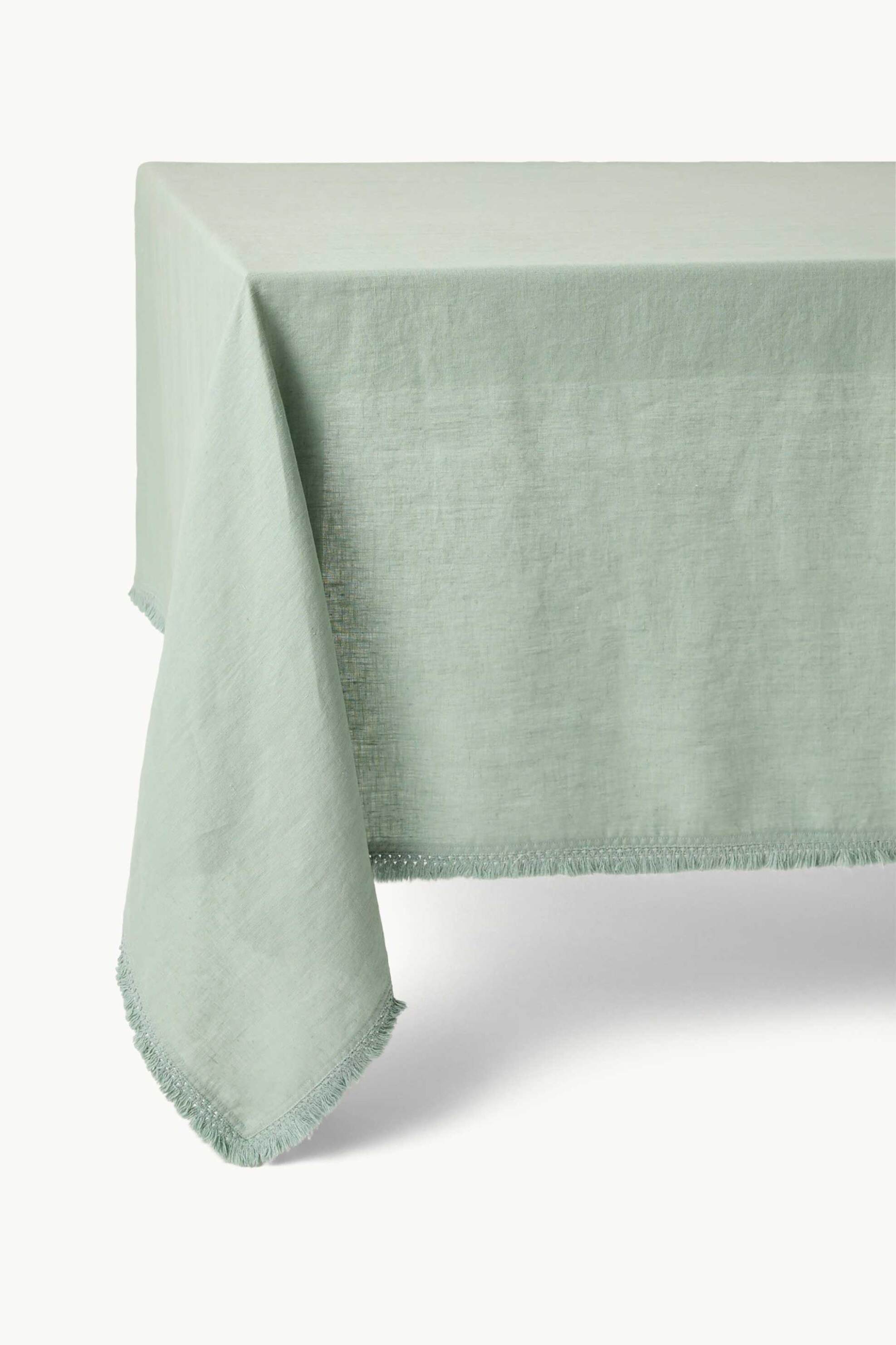 Coincasa λινό τραπεζομάντηλο με κρόσσια 140 x 250 cm - 006813445 Πράσινο Μέντας