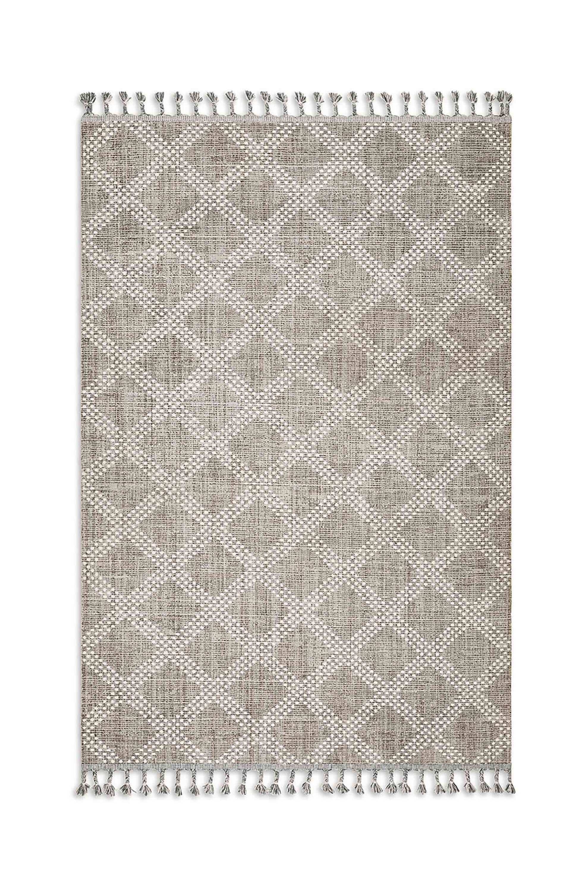 COINCASA Coincasa χαλί με contrast geometric pattern και κρόσσια στο τελείωμα 180 x 120 cm - 007383717 Γκρι