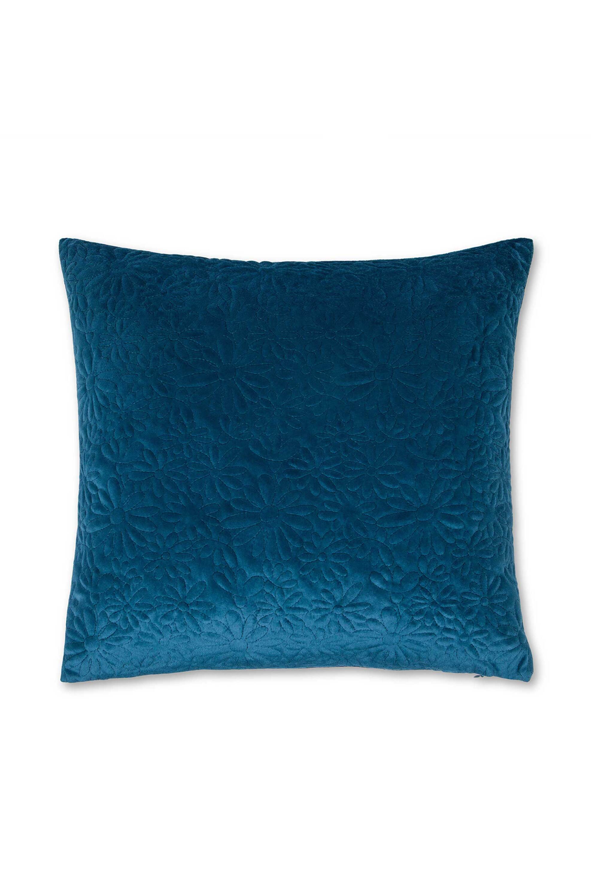 COINCASA Coincasa διακοσμητικό μαξιλάρι μονόχρωμο με ανάγλυφο σχέδιο 45 x 45 cm - 007393755 Μπλε