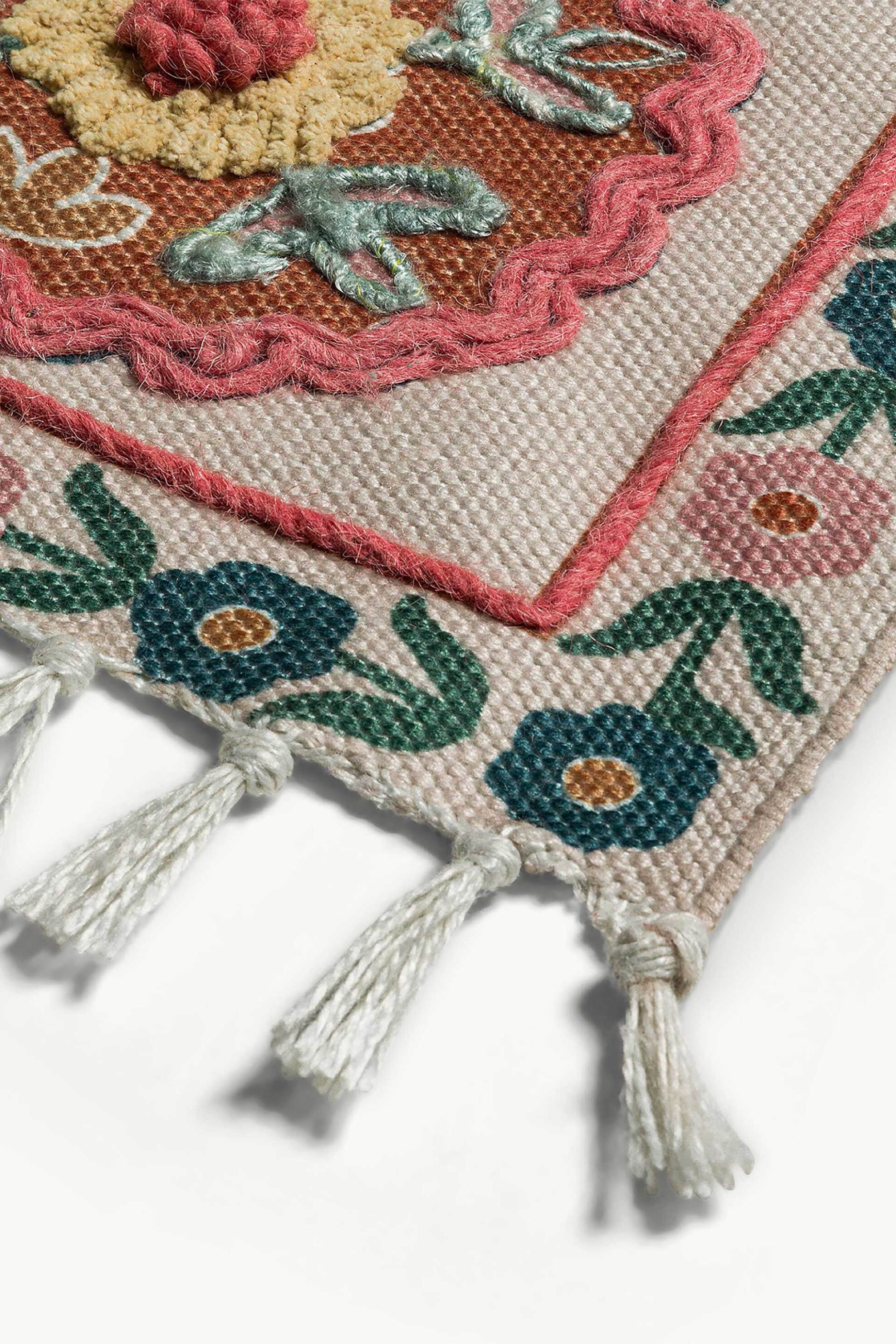 Coincasa διακοσμητικό χαλί με floral print και κρόσσια 180 x 120 cm - 007475356 Μπεζ φωτογραφία