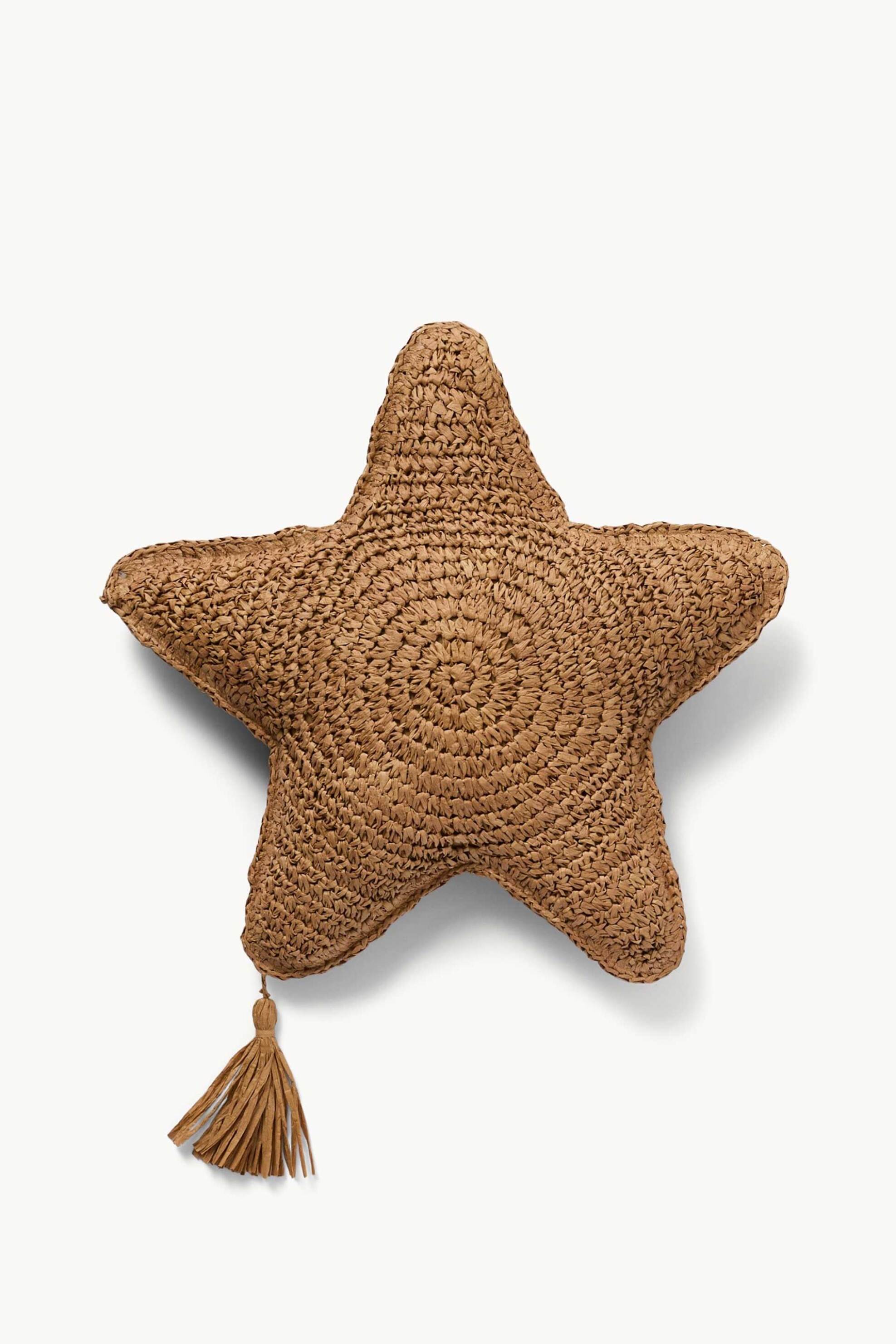 Coincasa διακοσμητικό μαξιλάρι raffia σε σχήμα αστεριού 40 cm - 006813808 Καφέ