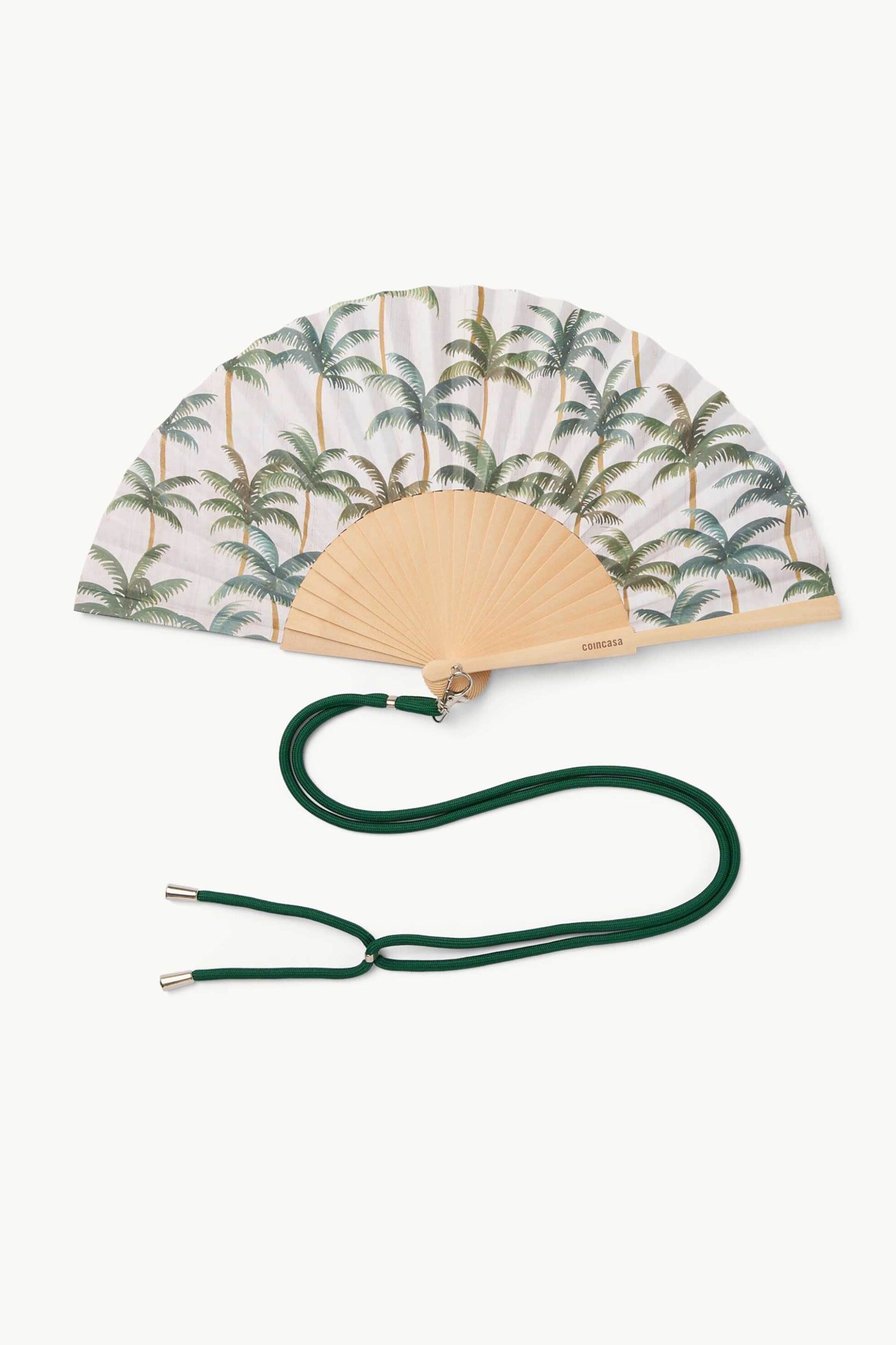 COINCASA Coincasa ξύλινη βεντάλια με palm tree print - 006816618 Πράσινο