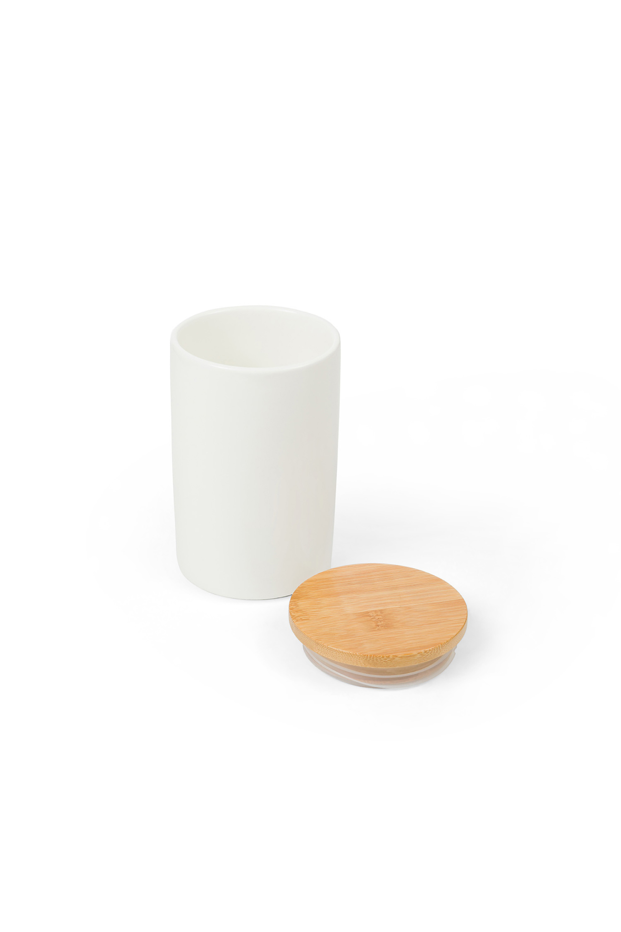 Coincasa πορσελάνινο βάζο με καπάκι bamboo - 006534770 Λευκό φωτογραφία