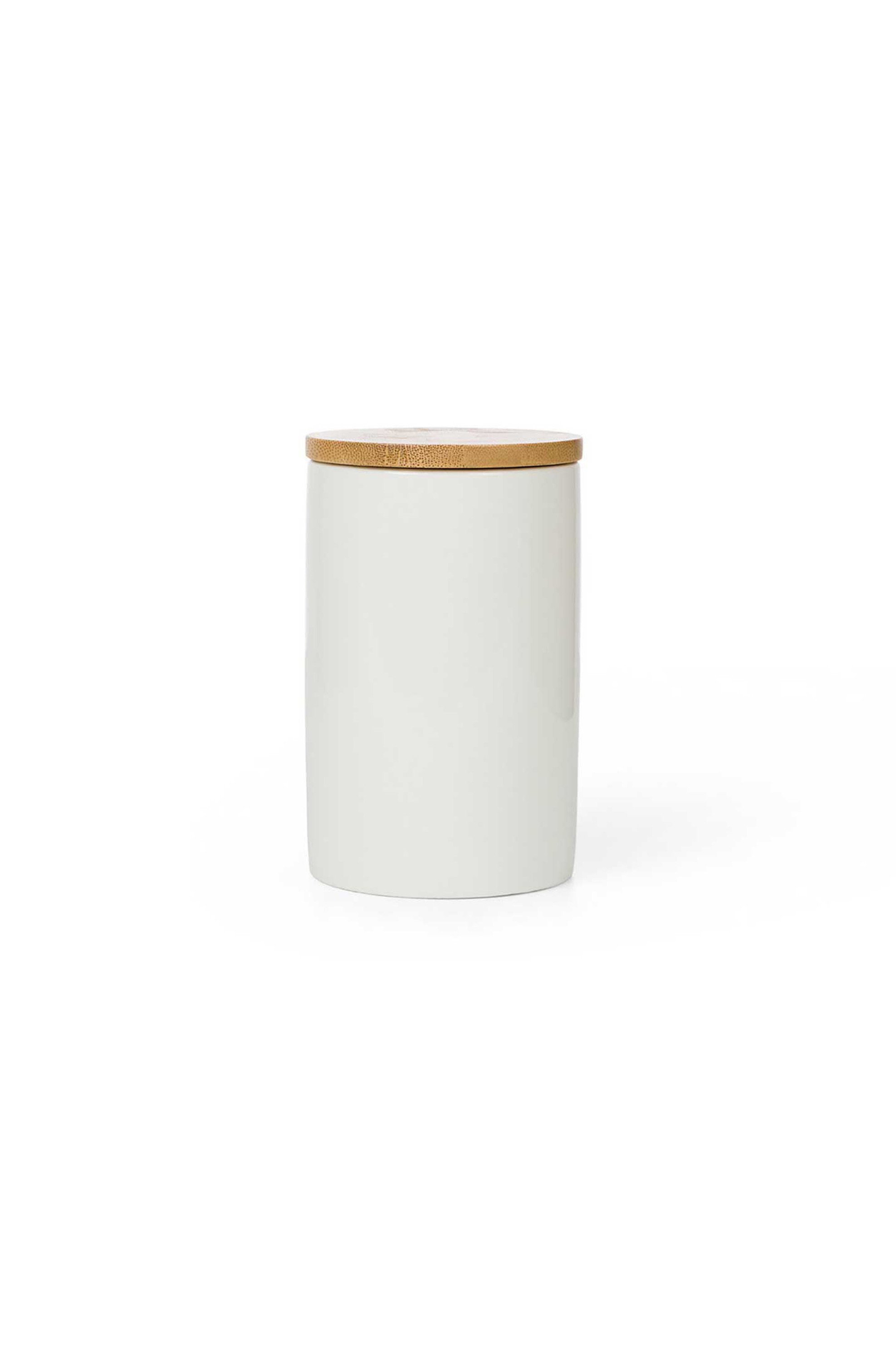 Coincasa πορσελάνινο δοχείο αποθήκευσης με καπάκι bamboo 11 cm - 006534771 Λευκό