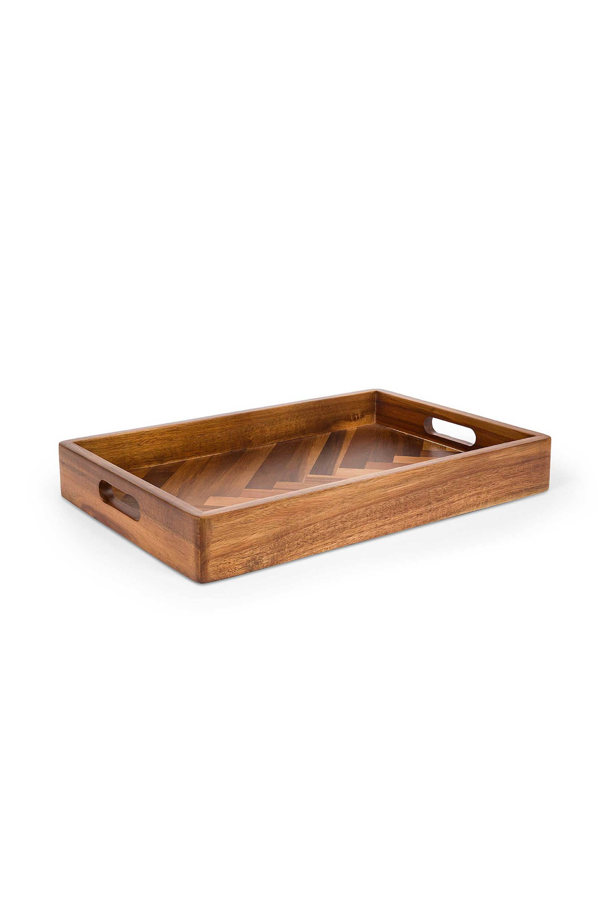 Coincasa ξύλινος δίσκος σερβιρίσματος από ακακία 46 x 30 cm - 007459665 Καφέ