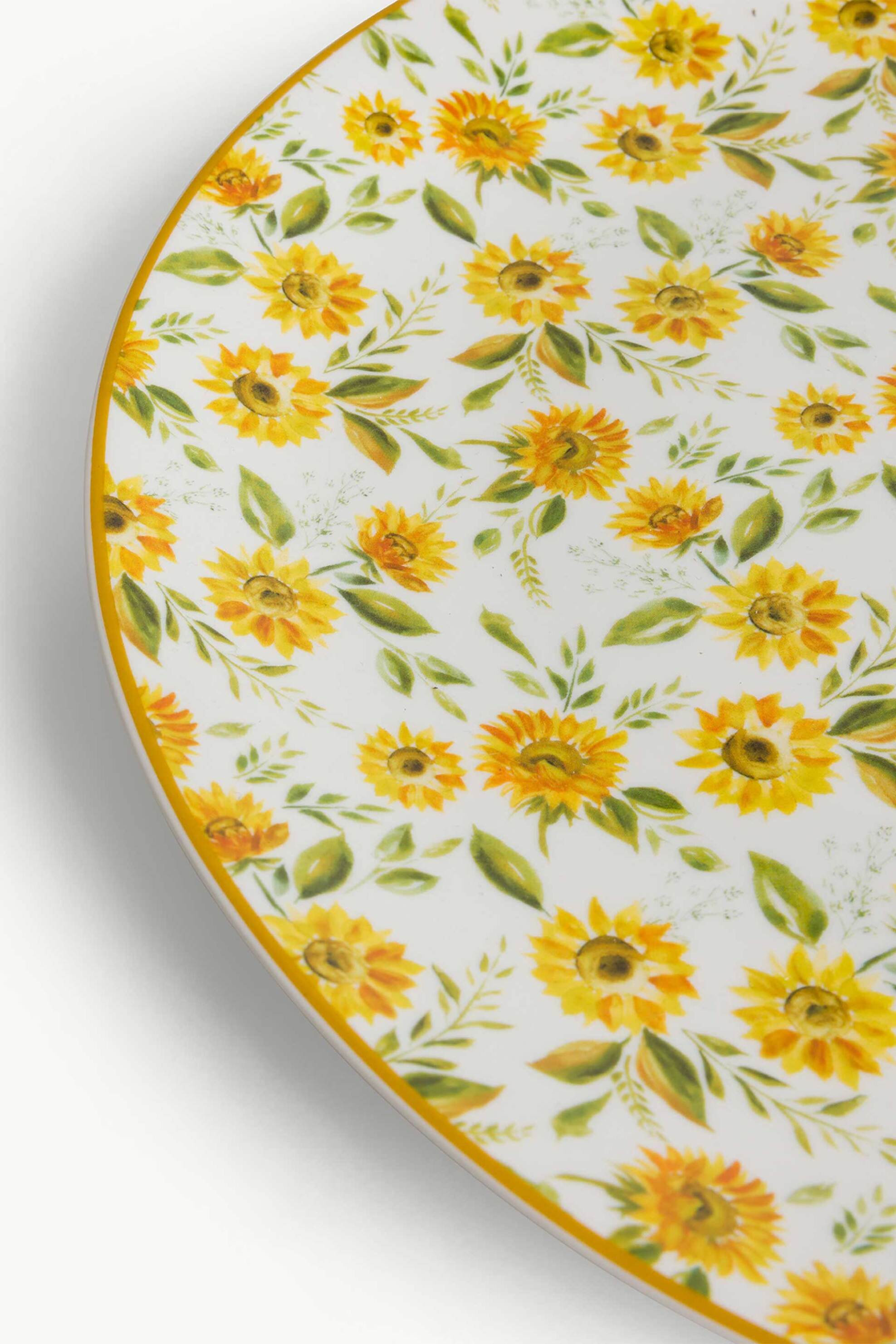 Coincasa Πορσελάνινο Πιάτο με Floral Print 33 CM - 007467375 Λευκό