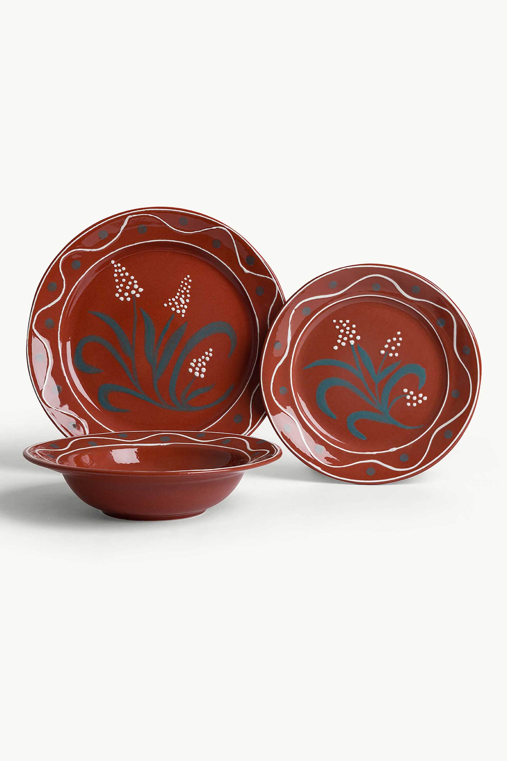 Coincasa χειροποιήτο κεραμικό βαθύ πιάτο 28 cm - 007477414 Μπορντό φωτογραφία