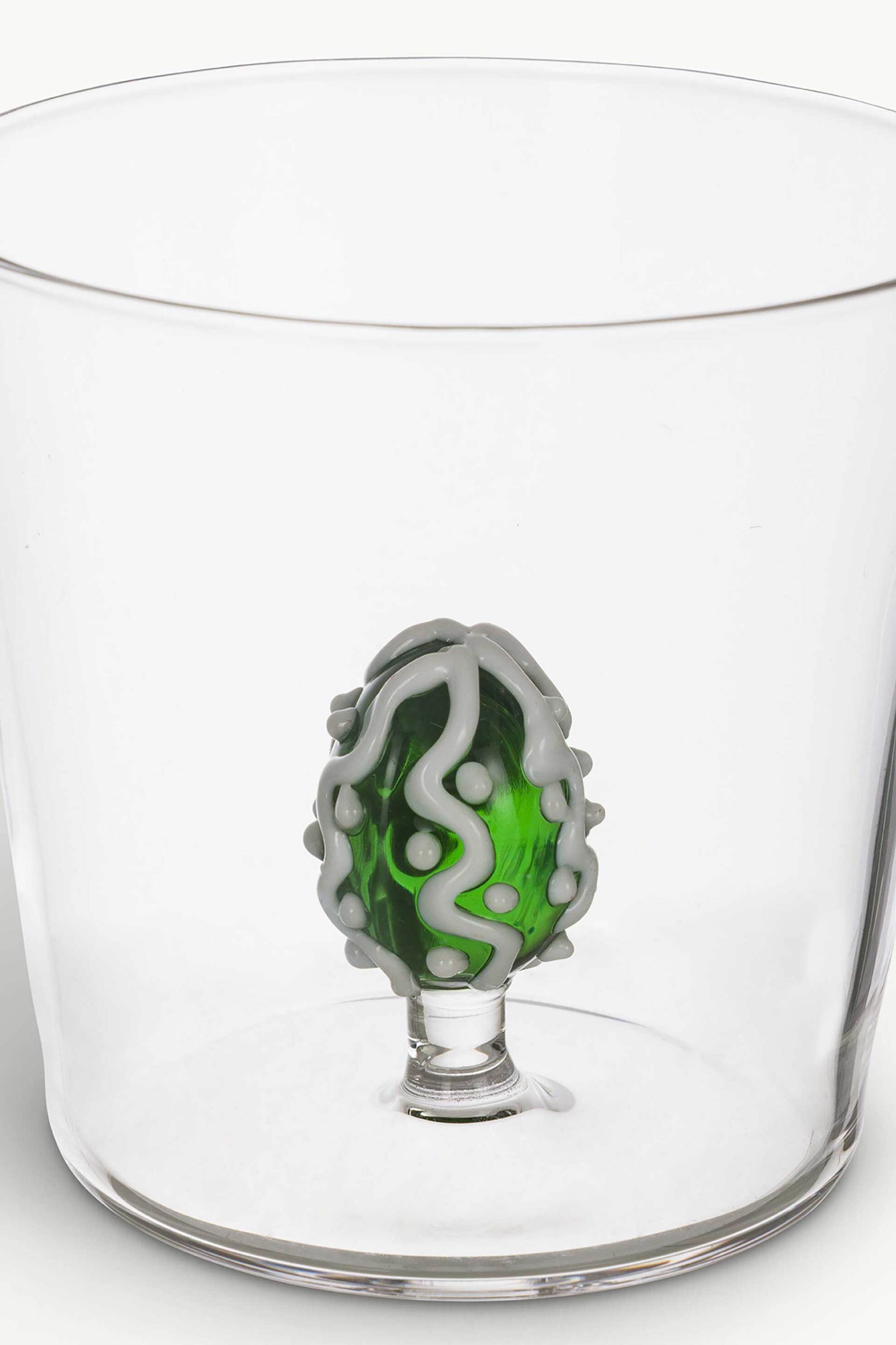 Coincasa γυάλινο ποτήρι με λεπτομέρεια αυγό 8 cm - 007468394 Πράσινο