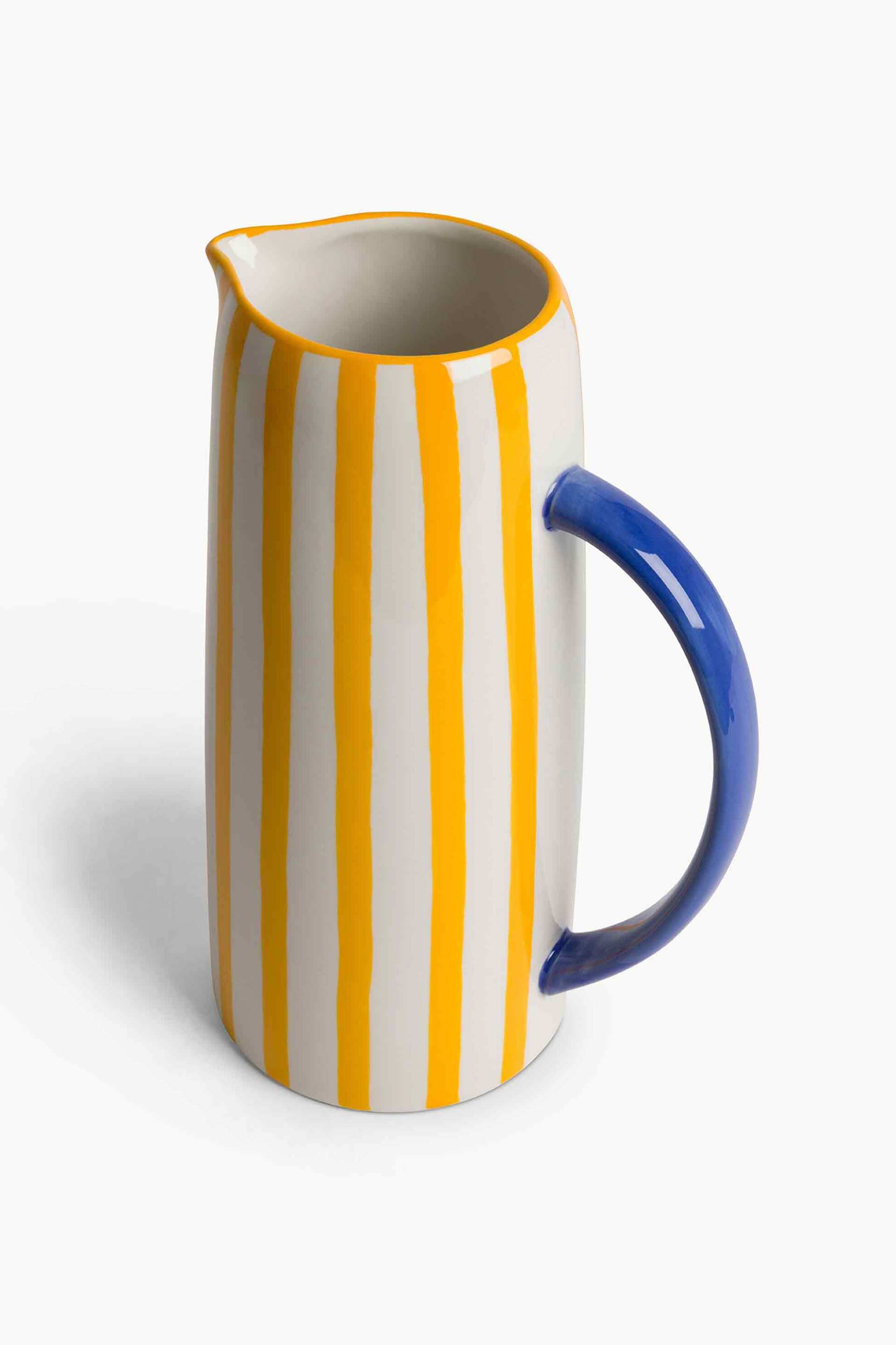 Coincasa Κεραμική Κανάτα με Ριγέ Σχέδιο 26 X 10 CM - 007469571 Κίτρινο
